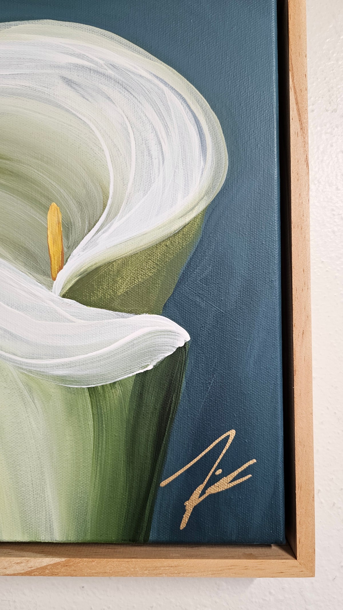 "Elegant" #3_ 12x12 Calla Lily Flower Painting by Zoe White _ Acrylic on canvas