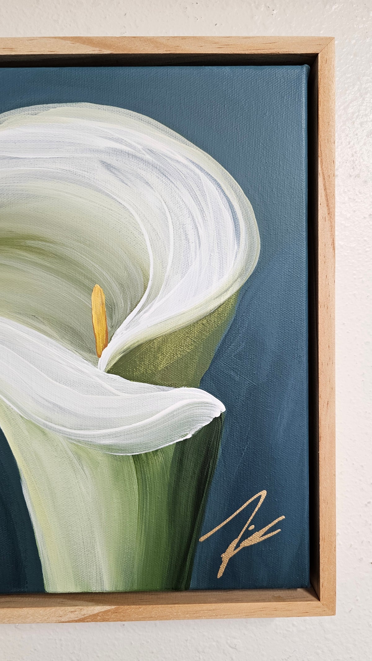 "Elegant" #3_ 12x12 Calla Lily Flower Painting by Zoe White _ Acrylic on canvas
