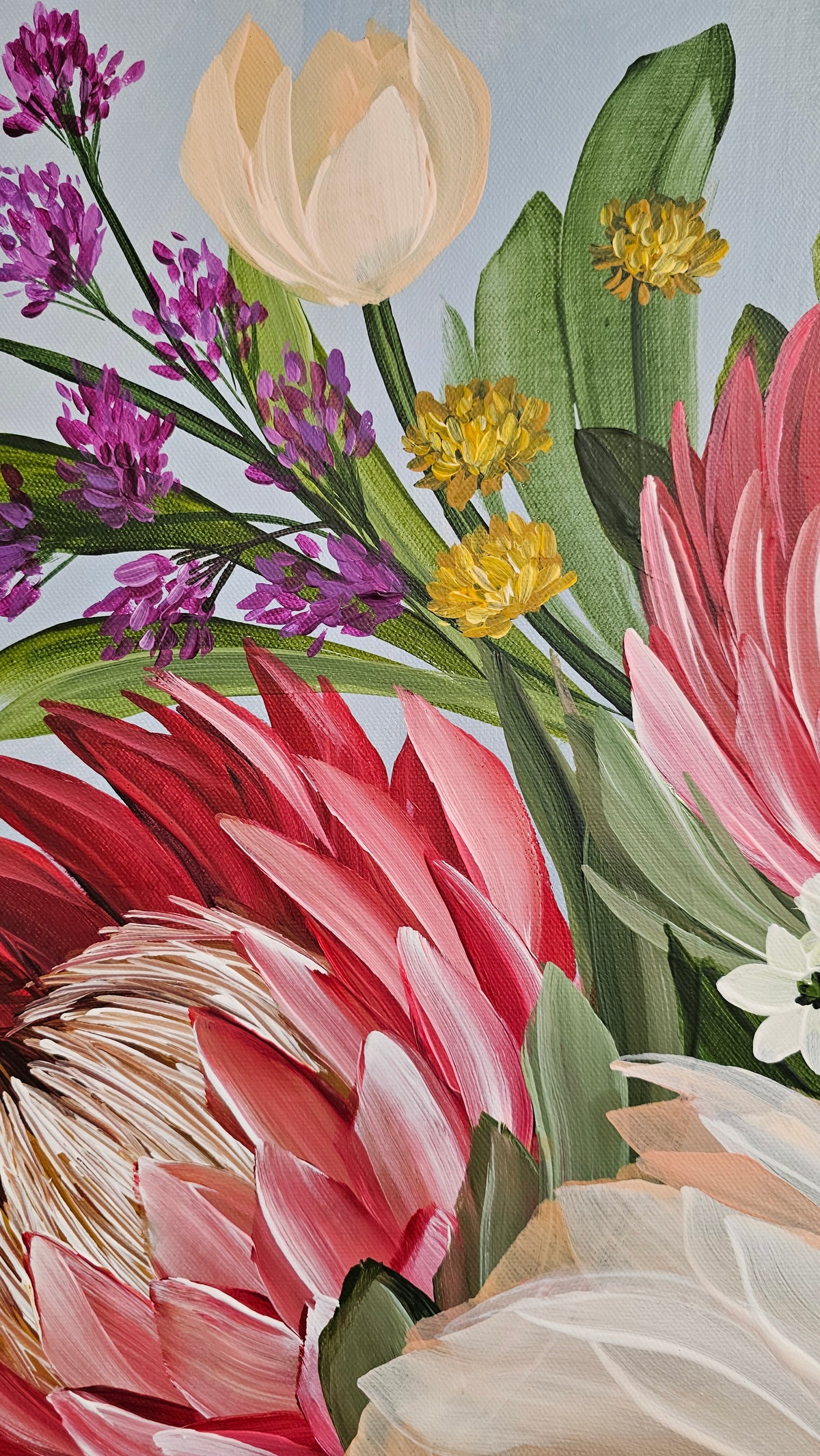 "Brilliance"  _ Protea Bouquet Flower Painting_ Zoe White Art