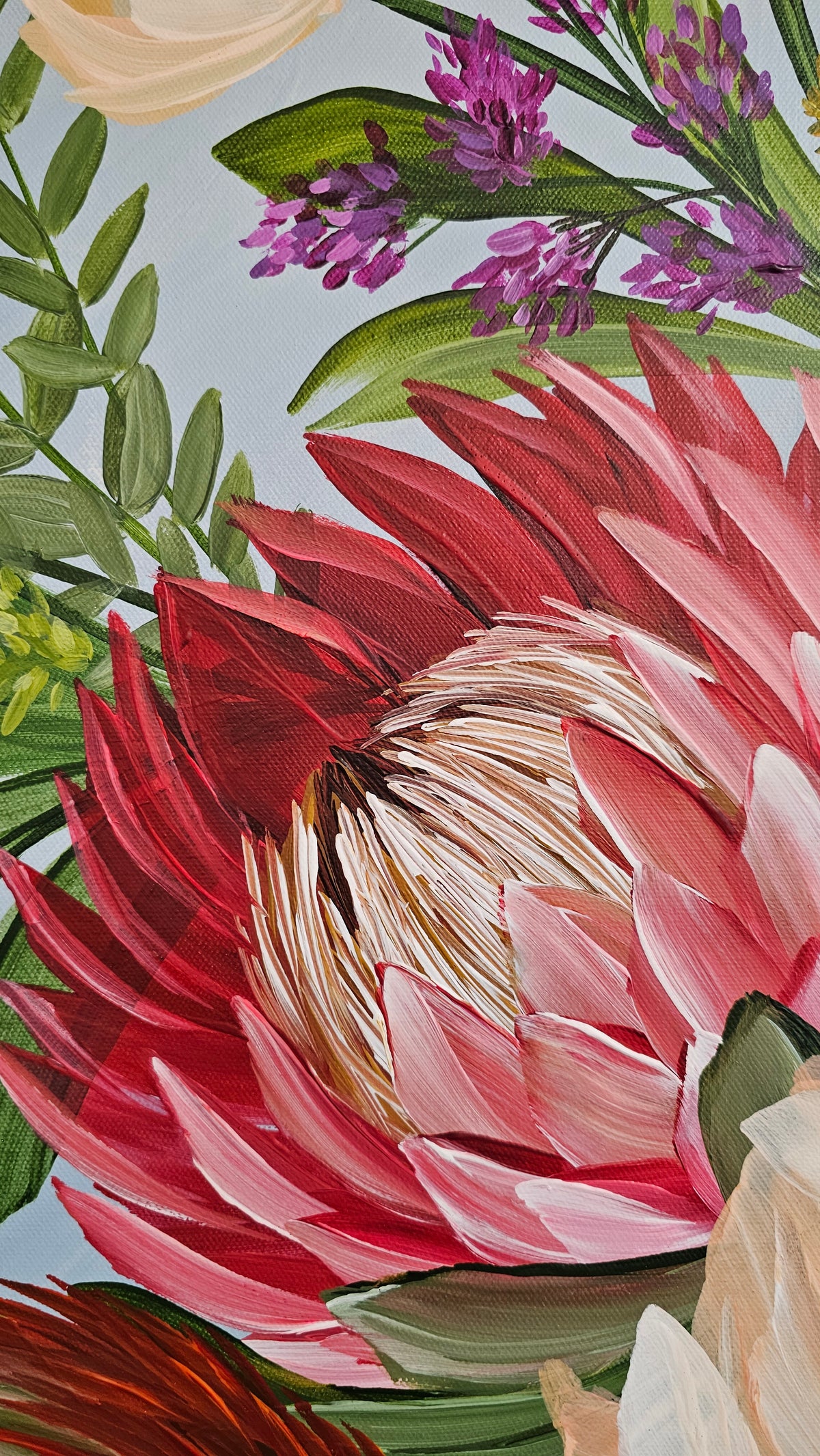 "Brilliance"  _ Protea Bouquet Flower Painting_ Zoe White Art