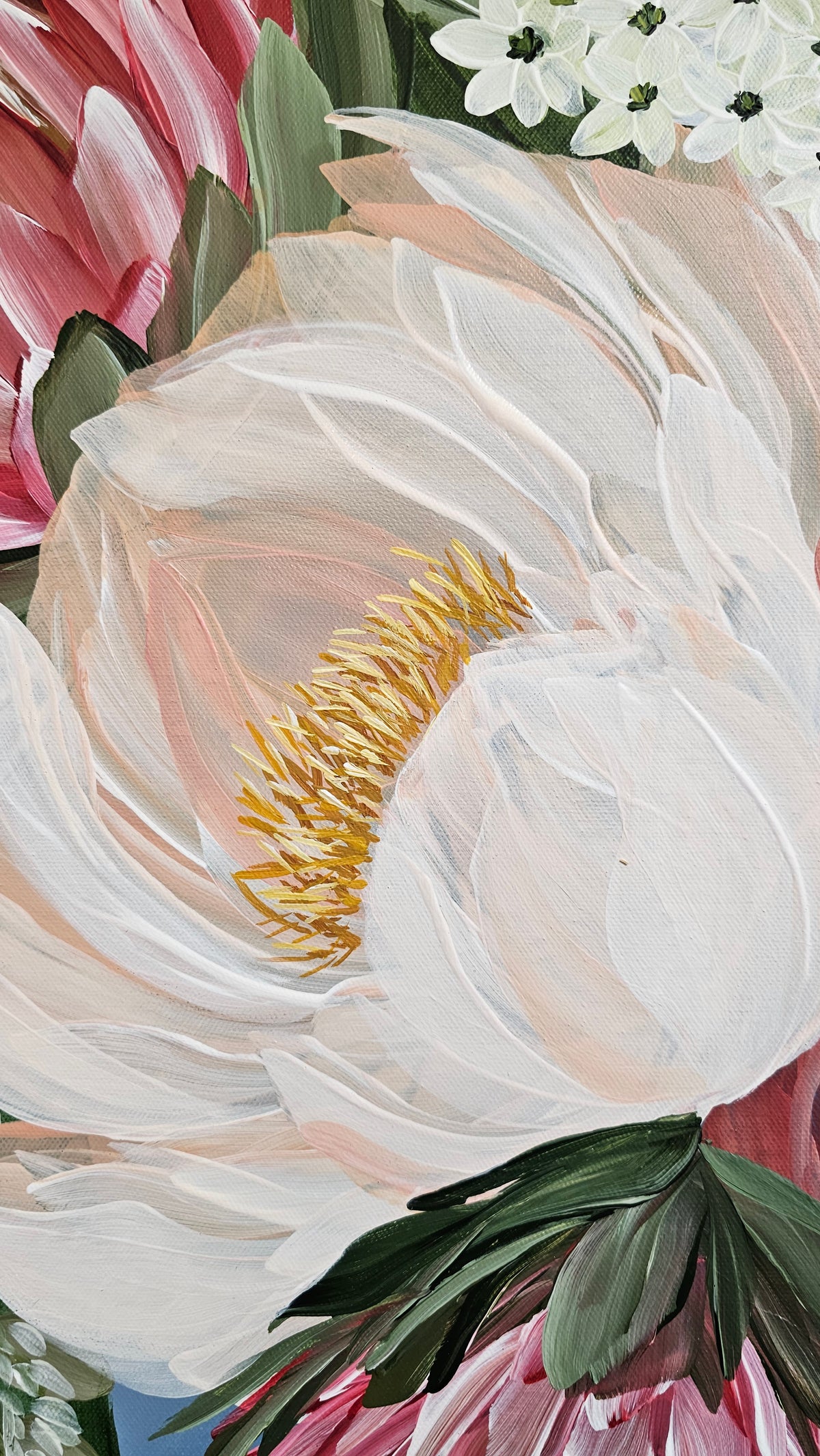 "Brilliance"  _ Protea Bouquet Flower Painting_ Zoe White Art