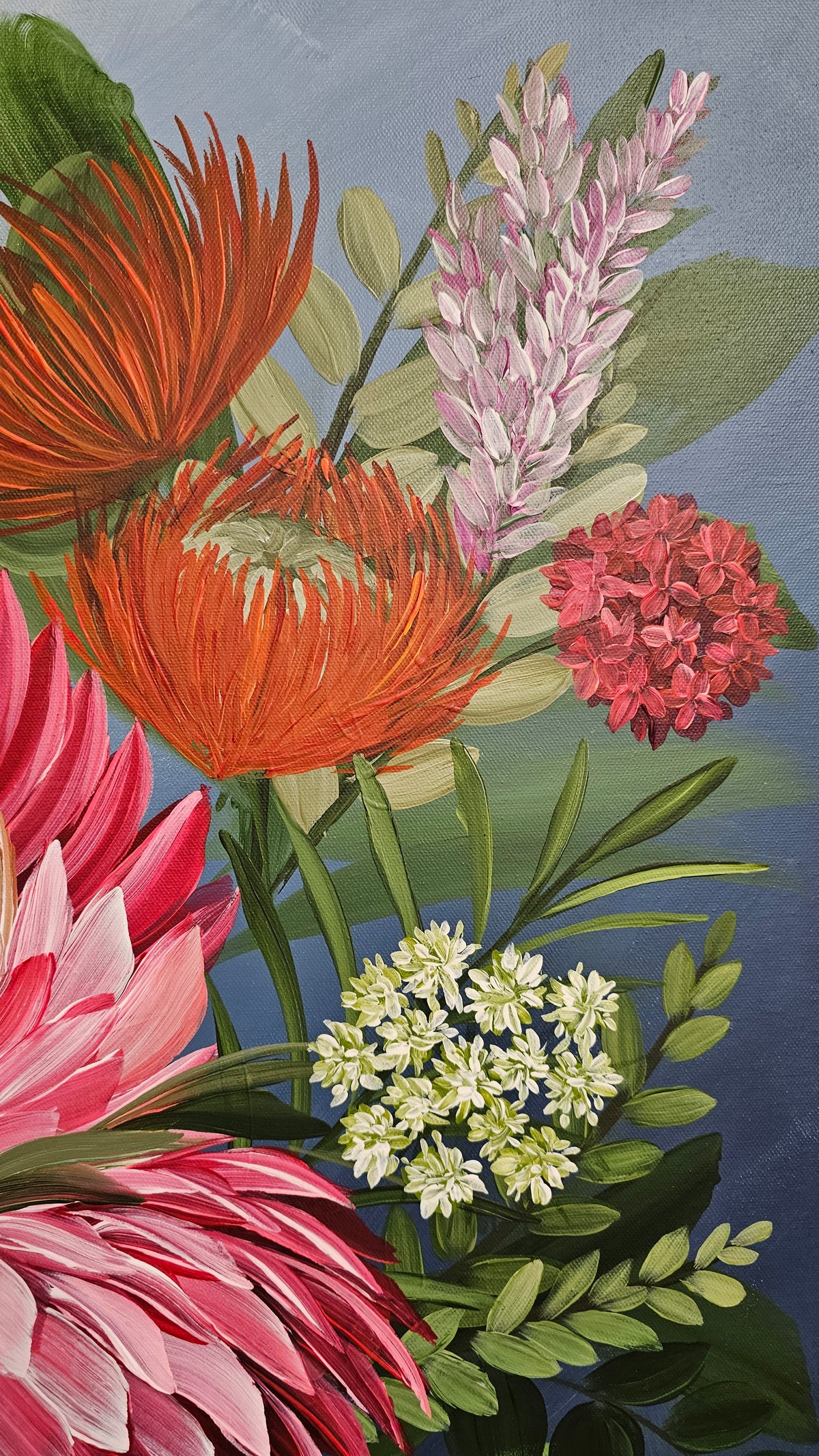 "Brilliance"  _ Protea Bouquet Flower Painting_ Zoe White Art