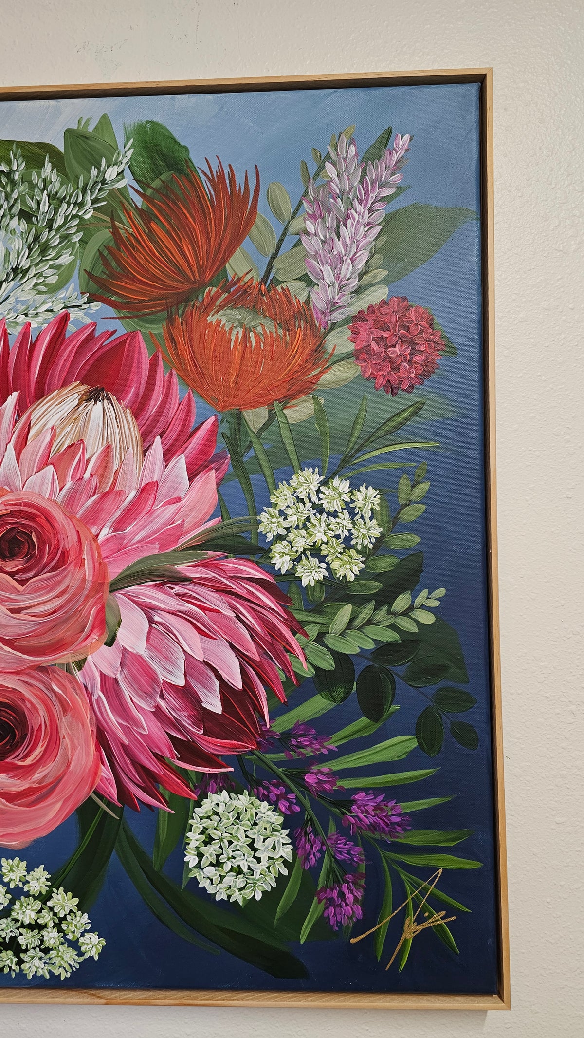 "Brilliance"  _ Protea Bouquet Flower Painting_ Zoe White Art