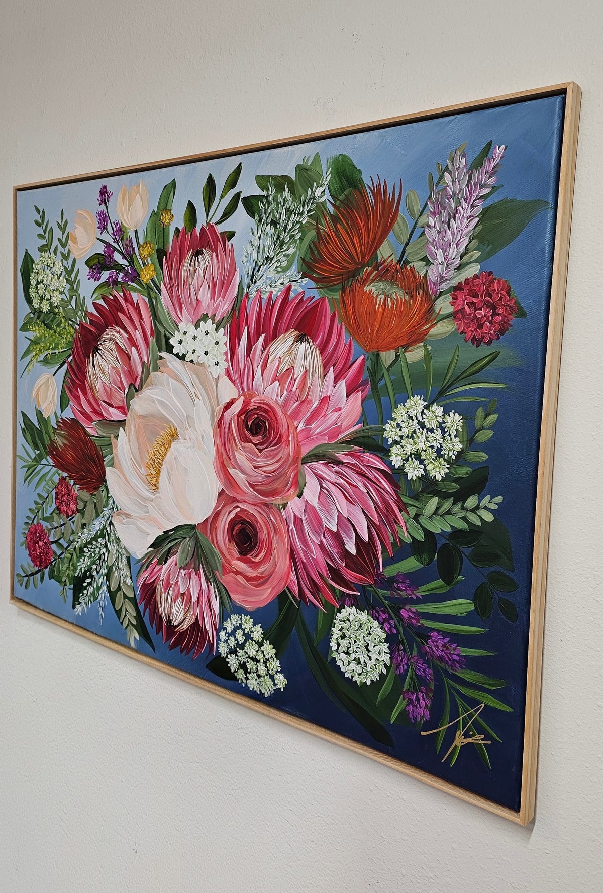 "Brilliance"  _ Protea Bouquet Flower Painting_ Zoe White Art
