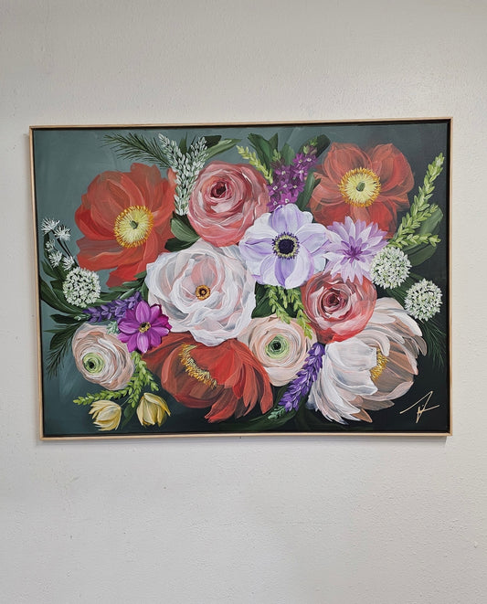 "Flourishing"  _ Poppy Bouquet Flower Painting_ Zoe White Art