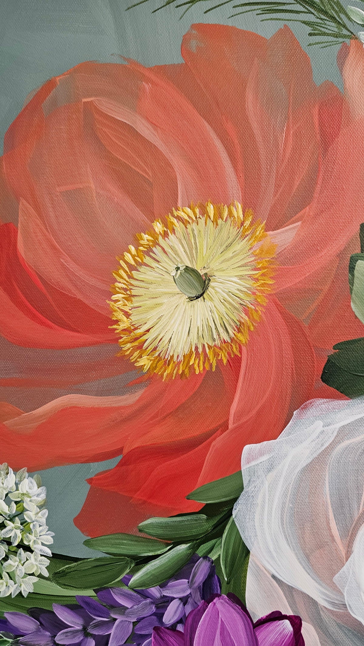 "Flourishing"  _ Poppy Bouquet Flower Painting_ Zoe White Art