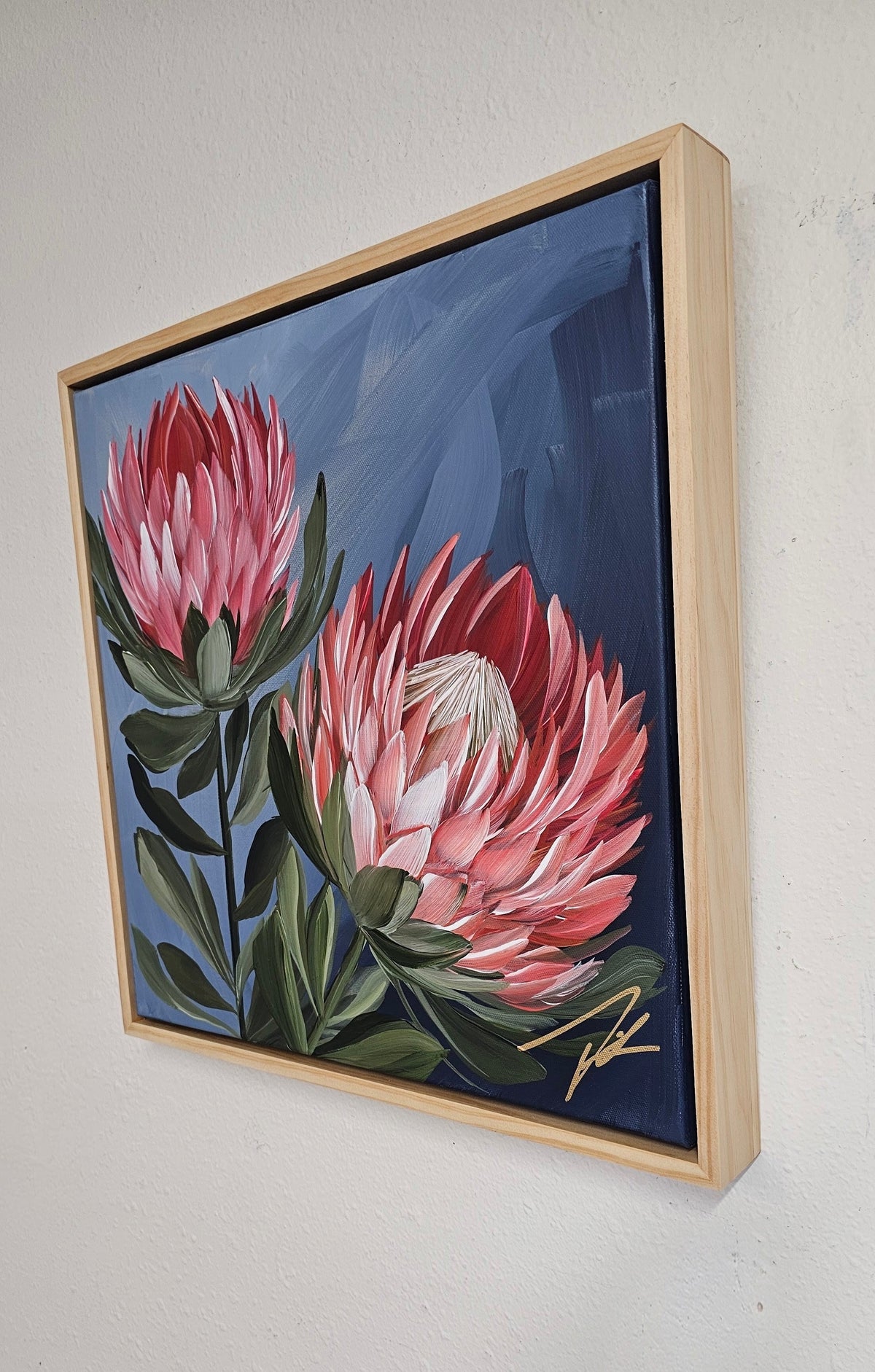 "Radiant" #2 Protea Flower Painting by Zoe White _ Acrylic on canvas