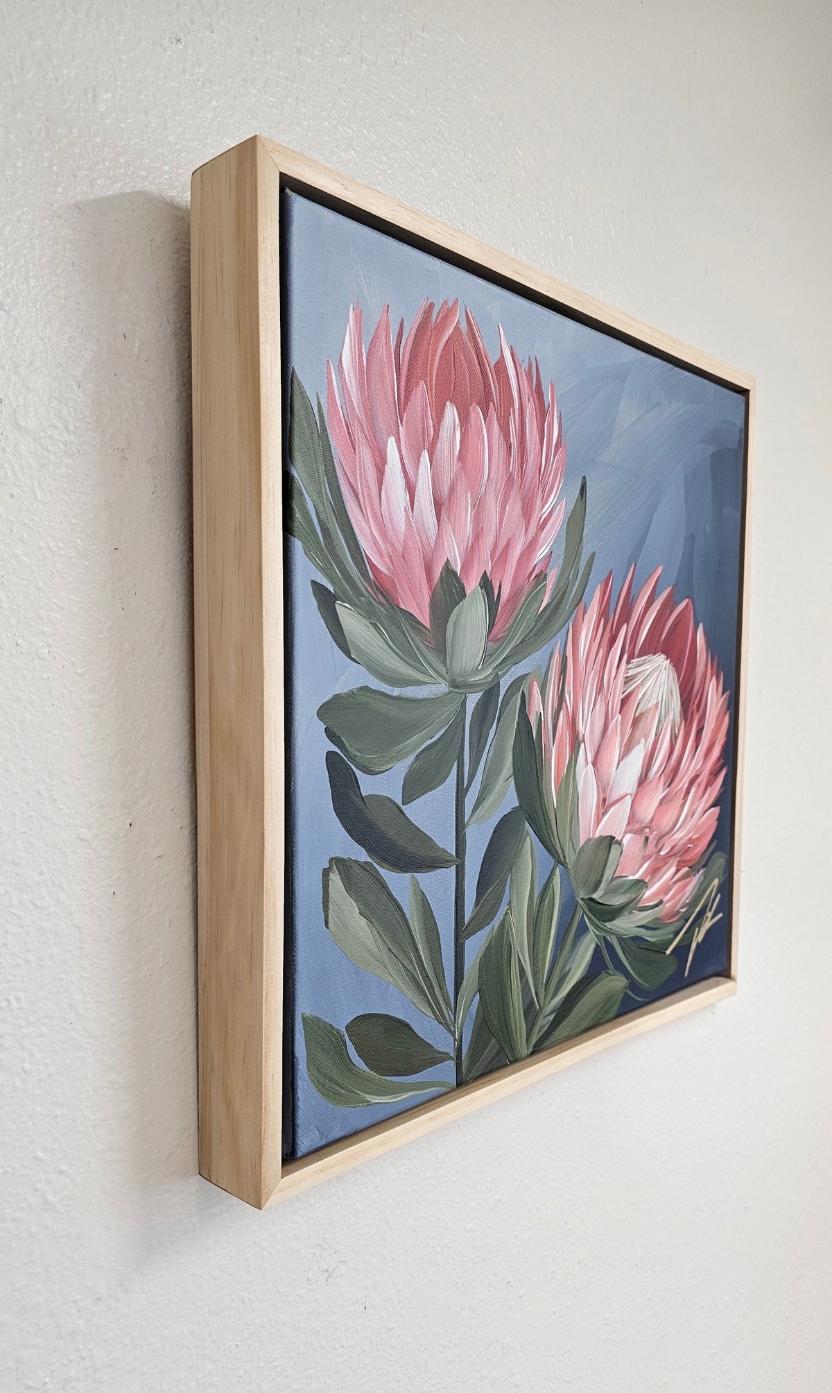 "Radiant" #2 Protea Flower Painting by Zoe White _ Acrylic on canvas