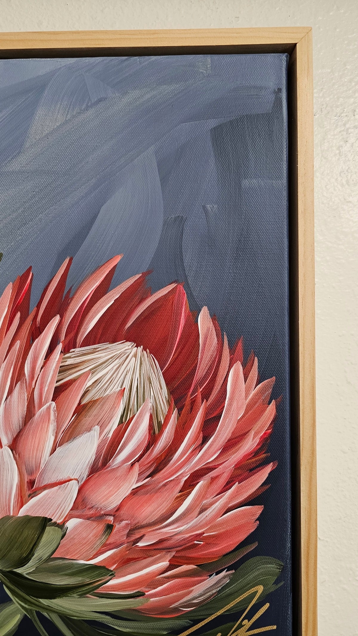 "Radiant" #2 Protea Flower Painting by Zoe White _ Acrylic on canvas