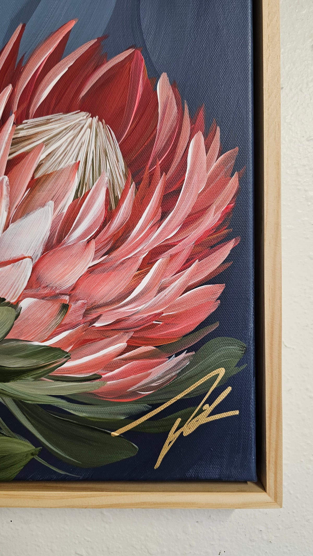 "Radiant" #2 Protea Flower Painting by Zoe White _ Acrylic on canvas