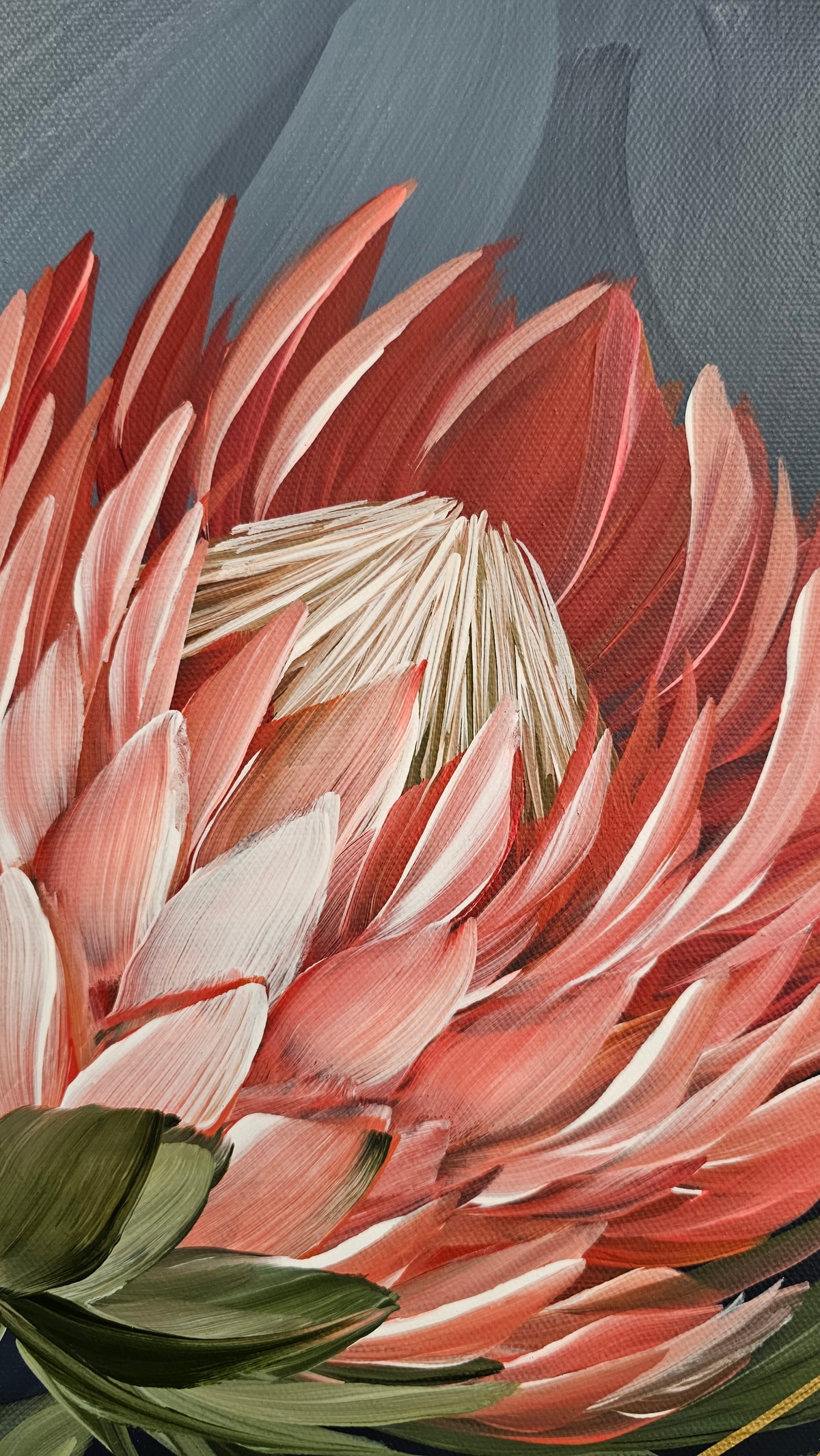 "Radiant" #2 Protea Flower Painting by Zoe White _ Acrylic on canvas
