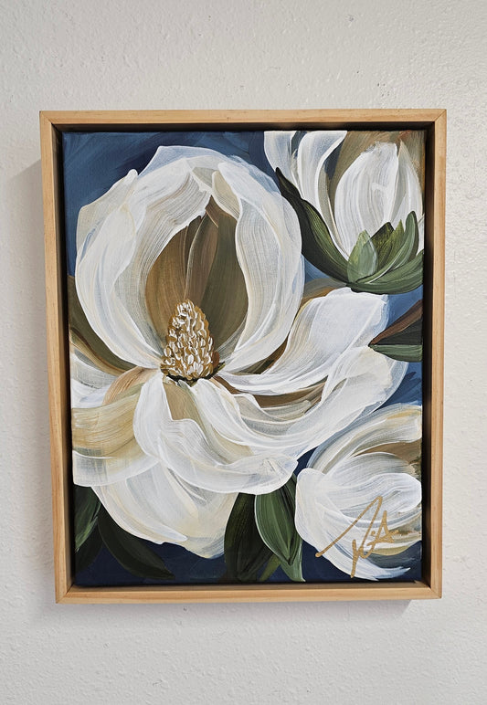 "Beautiful" 1 Magnolia Flower Painting by Zoe White _ Acrylic on canvas