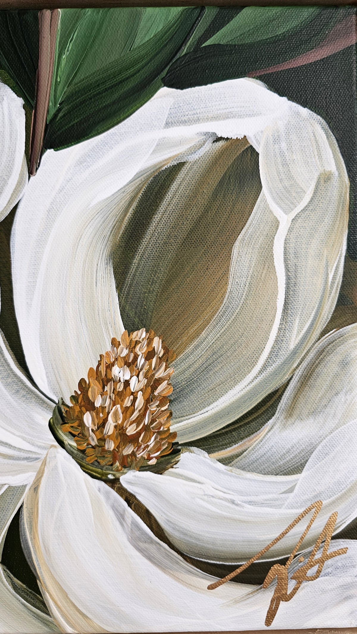 "Beautiful" 1  Magnolia Flower Painting by Zoe White _ Acrylic on canvas