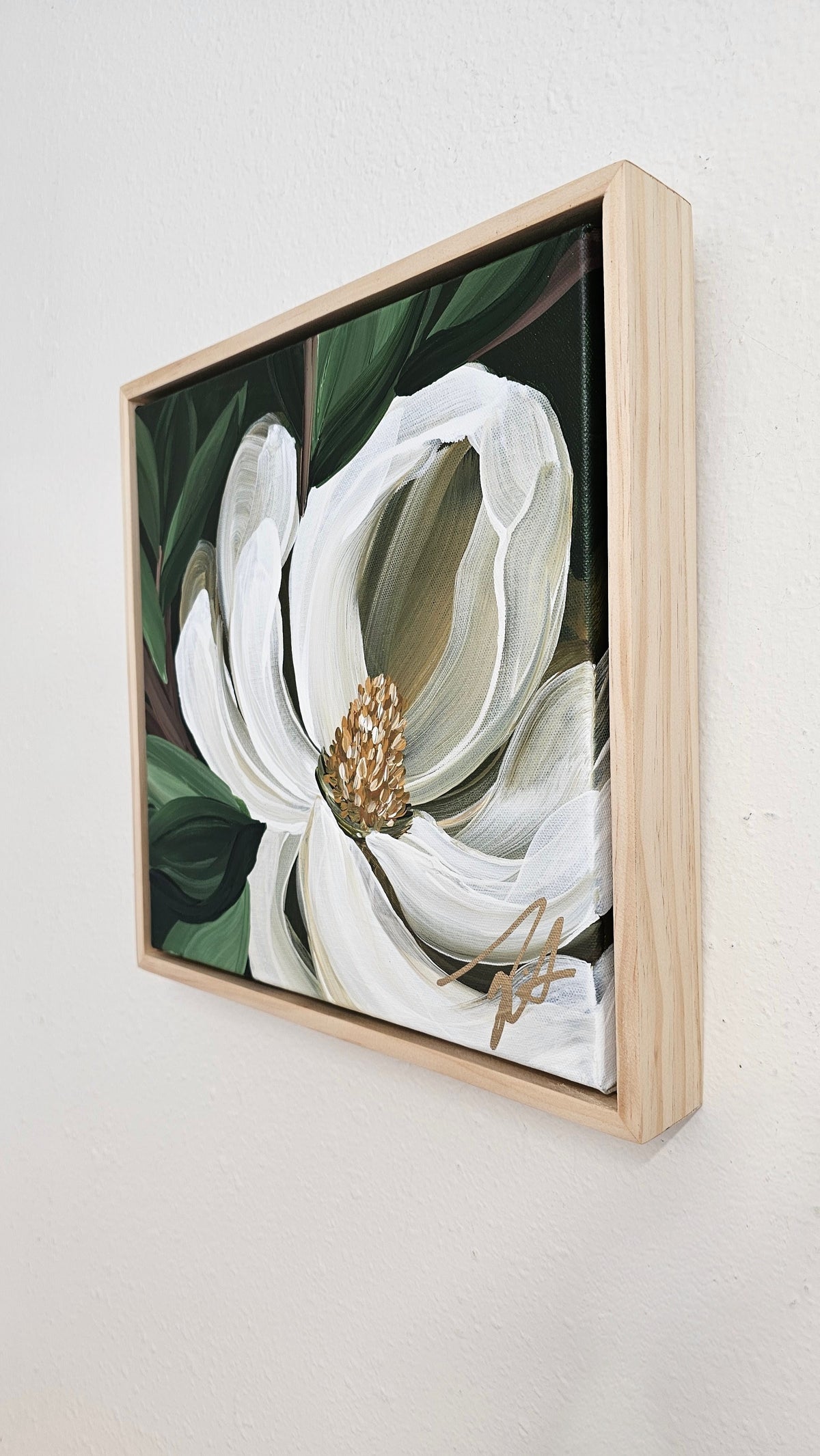 "Beautiful" 1  Magnolia Flower Painting by Zoe White _ Acrylic on canvas