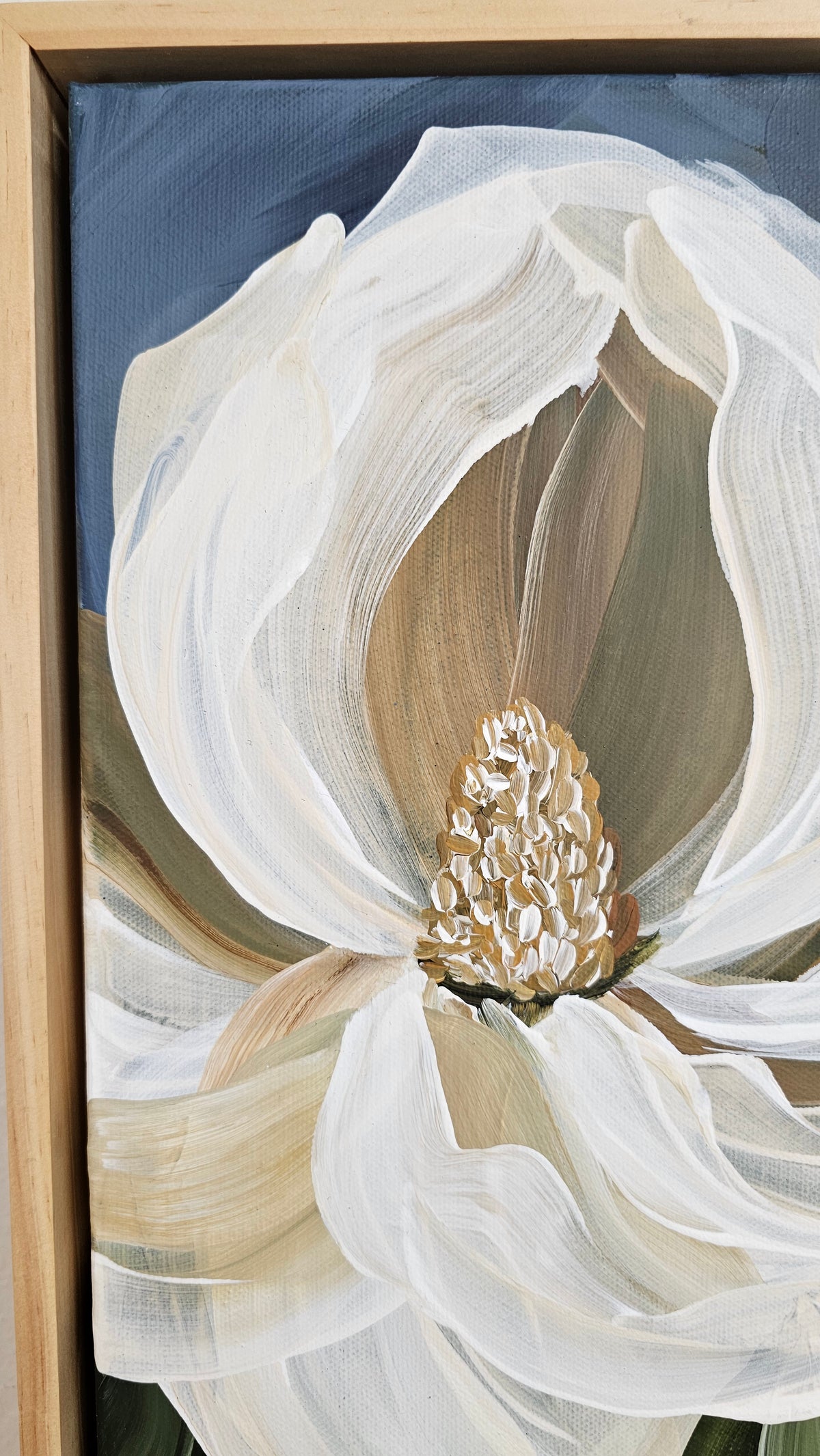 🔴SOLD "Beautiful" 1 Magnolia Flower Painting by Zoe White _ Acrylic on canvas