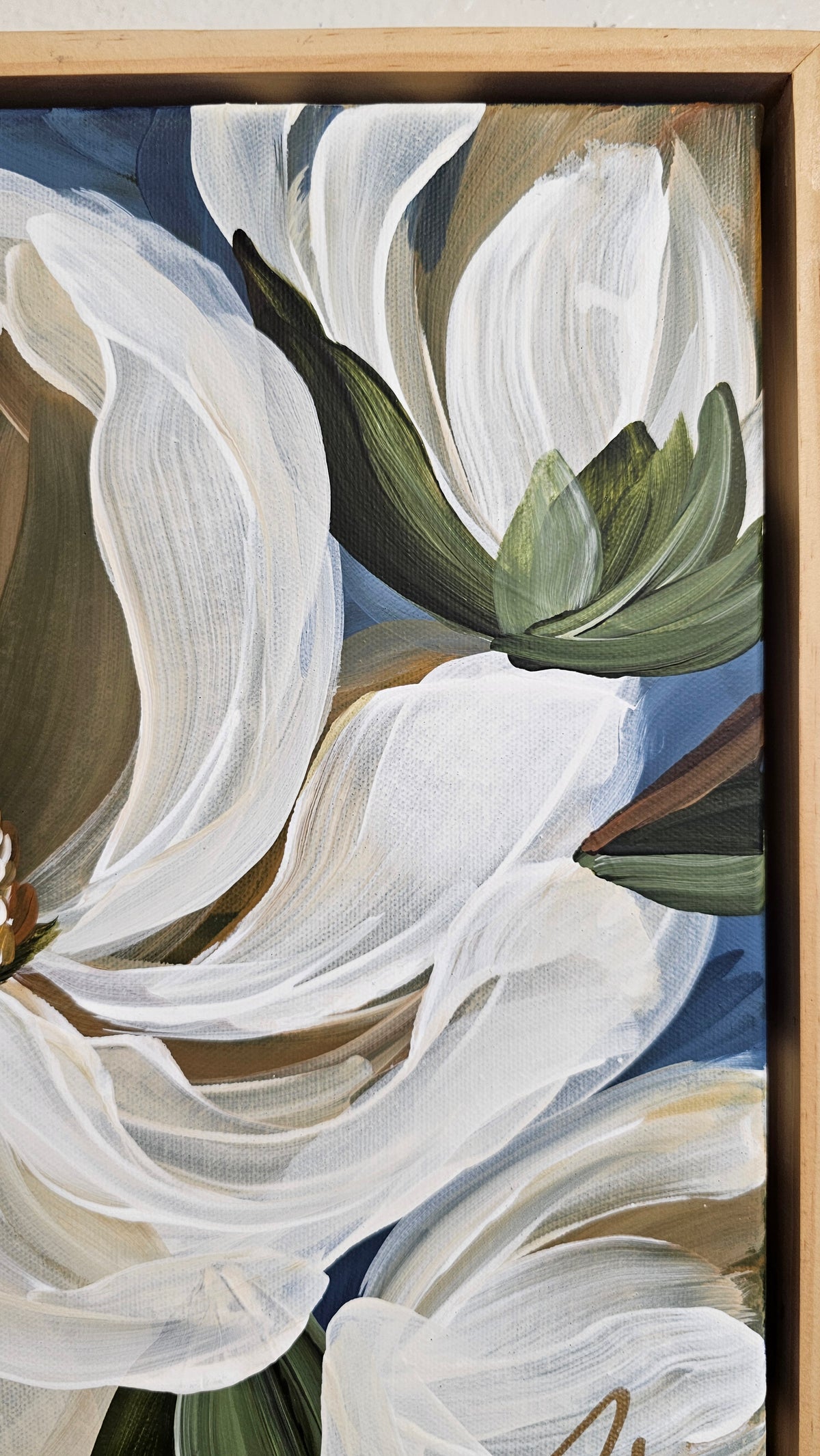 🔴SOLD "Beautiful" 1 Magnolia Flower Painting by Zoe White _ Acrylic on canvas