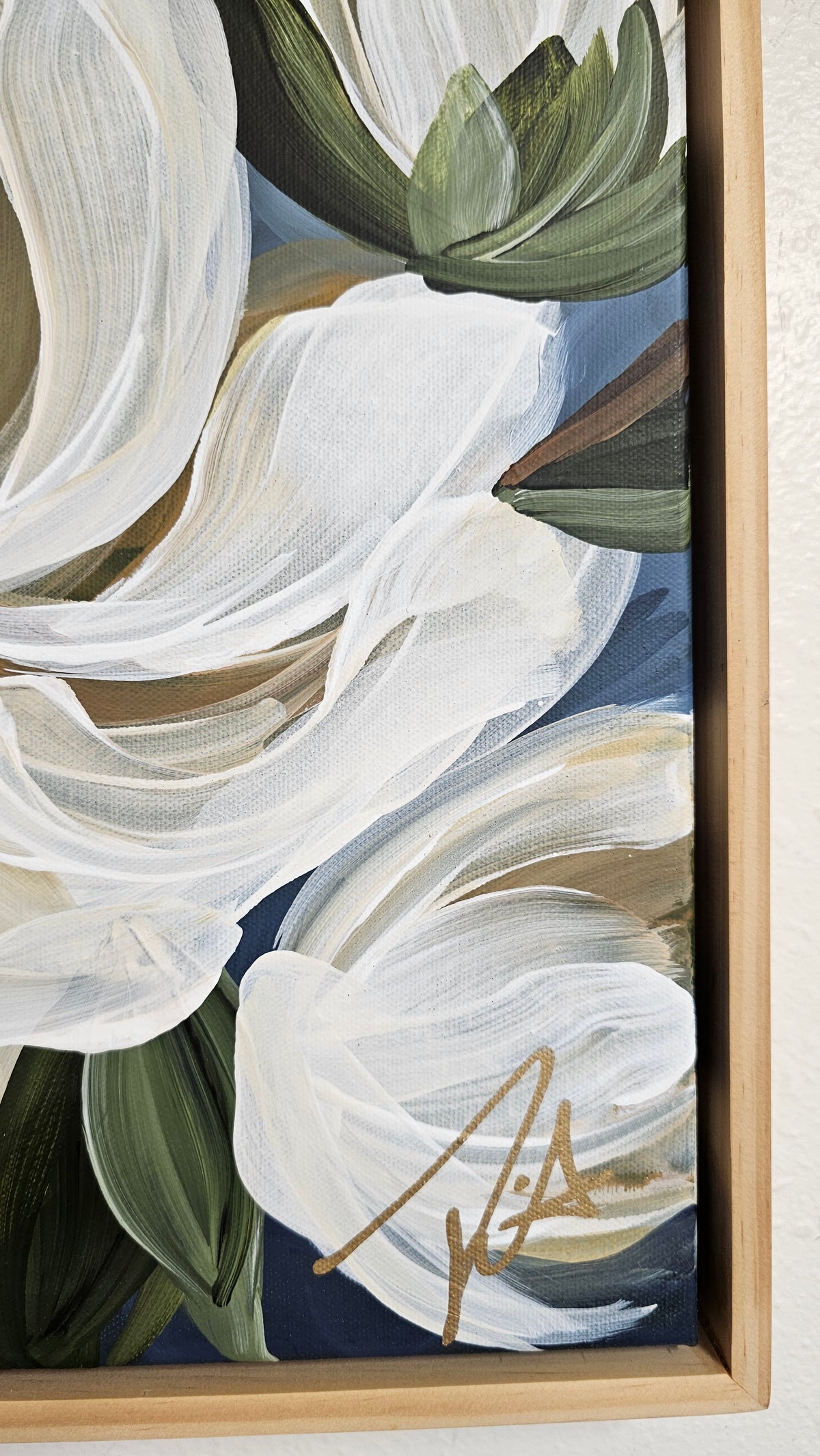 🔴SOLD "Beautiful" 1 Magnolia Flower Painting by Zoe White _ Acrylic on canvas