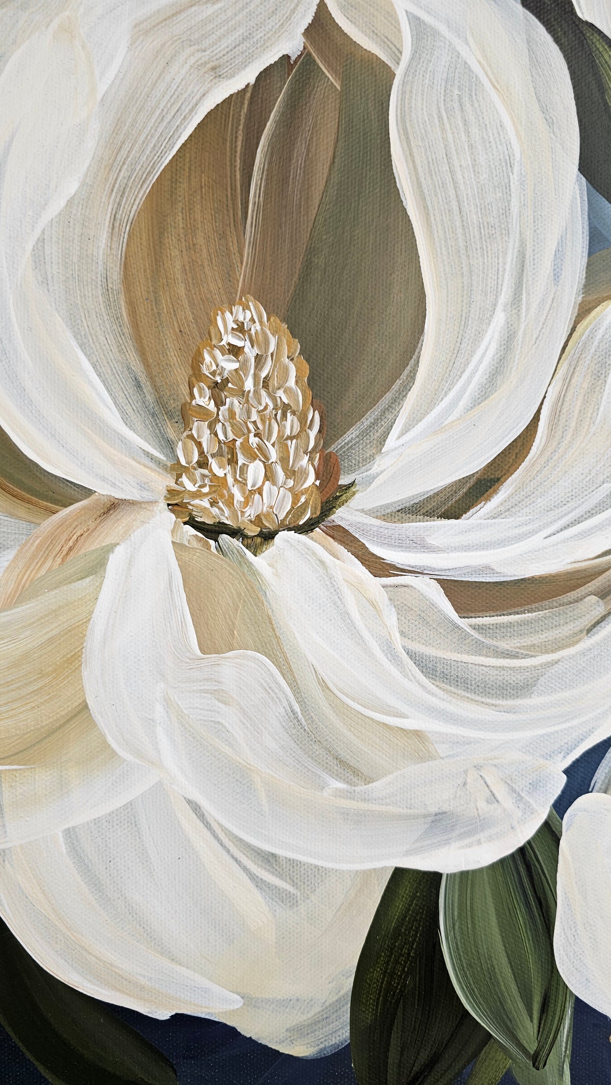 🔴SOLD "Beautiful" 1 Magnolia Flower Painting by Zoe White _ Acrylic on canvas