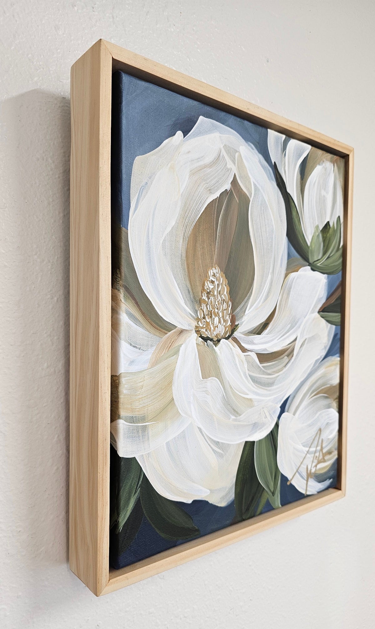 🔴SOLD "Beautiful" 1 Magnolia Flower Painting by Zoe White _ Acrylic on canvas
