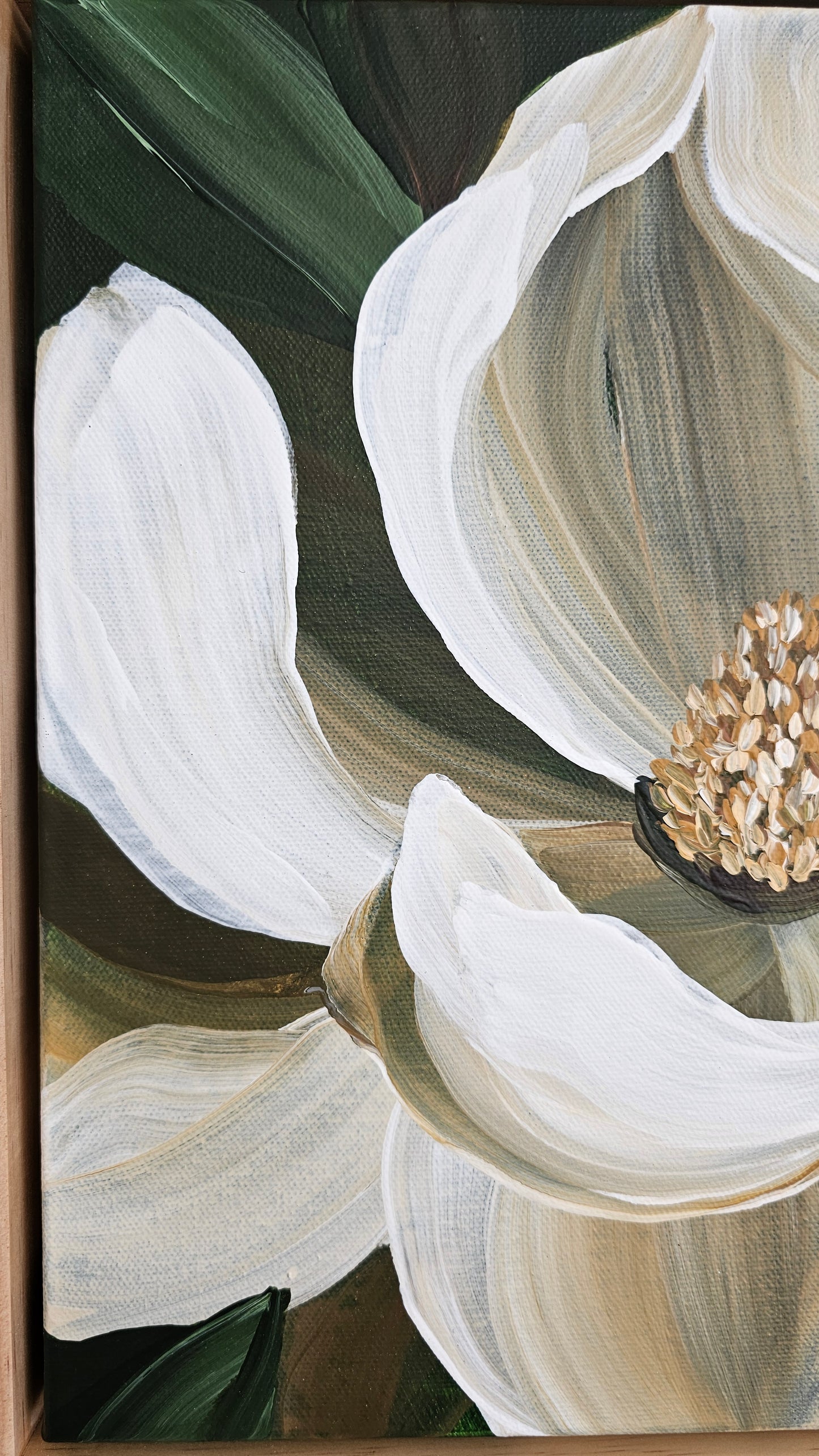 🔴SOLD "Beautiful" 2  Magnolia Flower Painting by Zoe White _ Acrylic on canvas