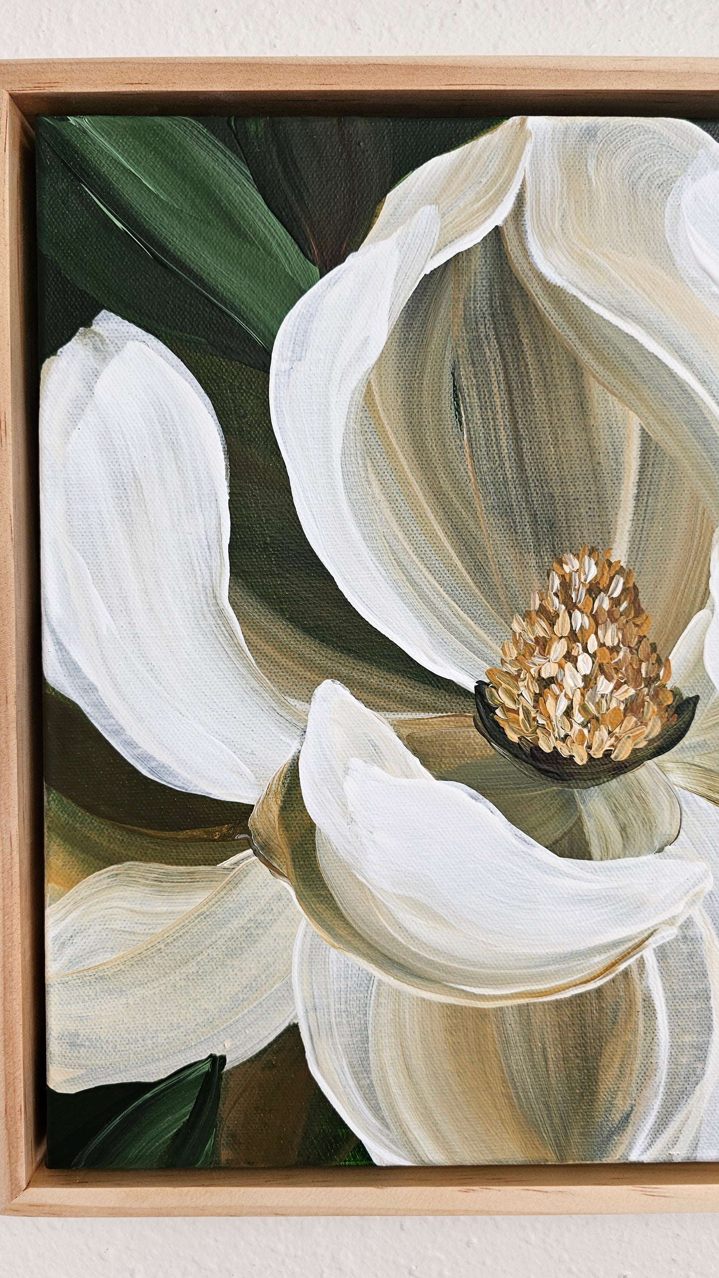 🔴SOLD "Beautiful" 2  Magnolia Flower Painting by Zoe White _ Acrylic on canvas
