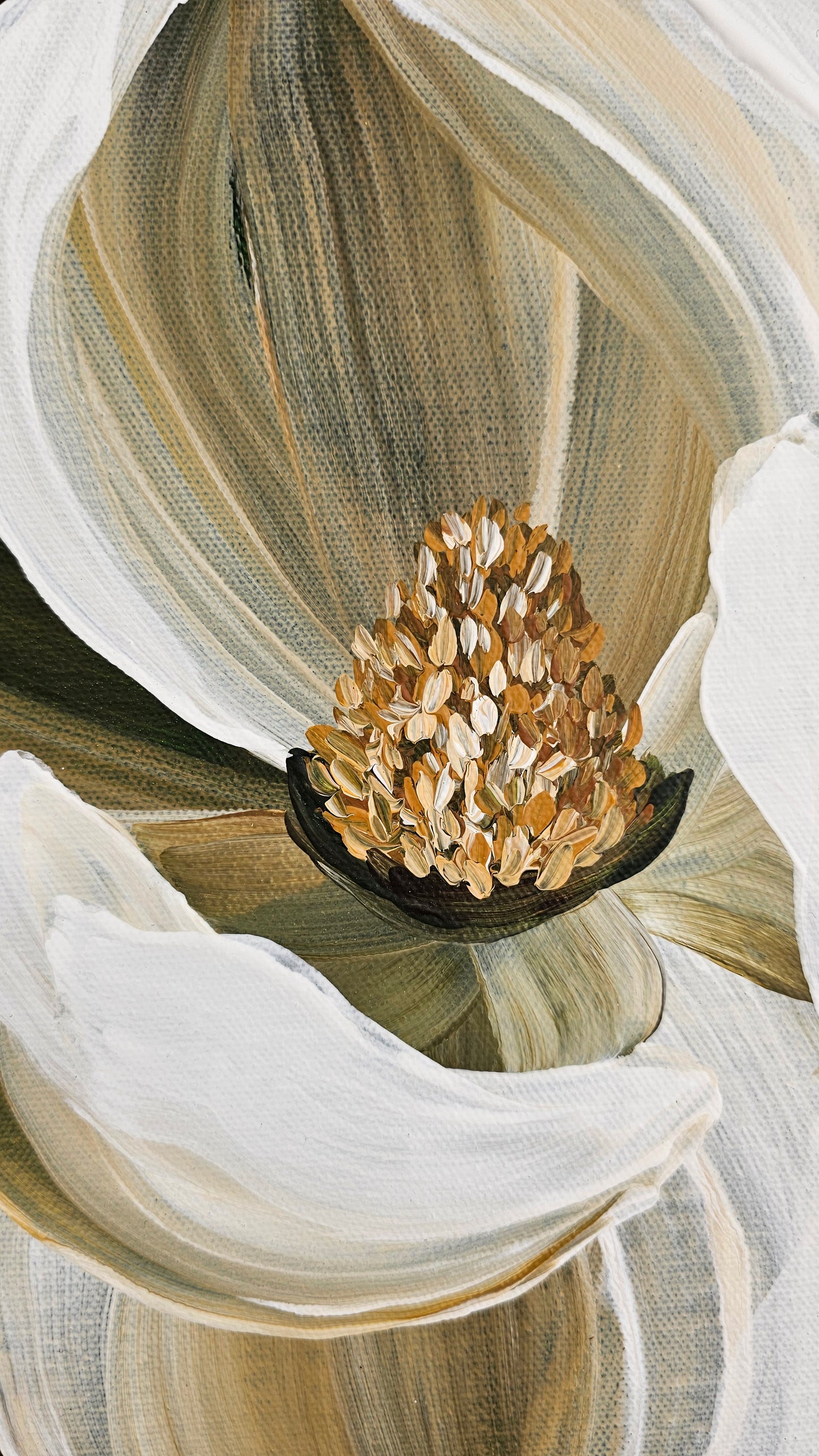 🔴SOLD "Beautiful" 2  Magnolia Flower Painting by Zoe White _ Acrylic on canvas