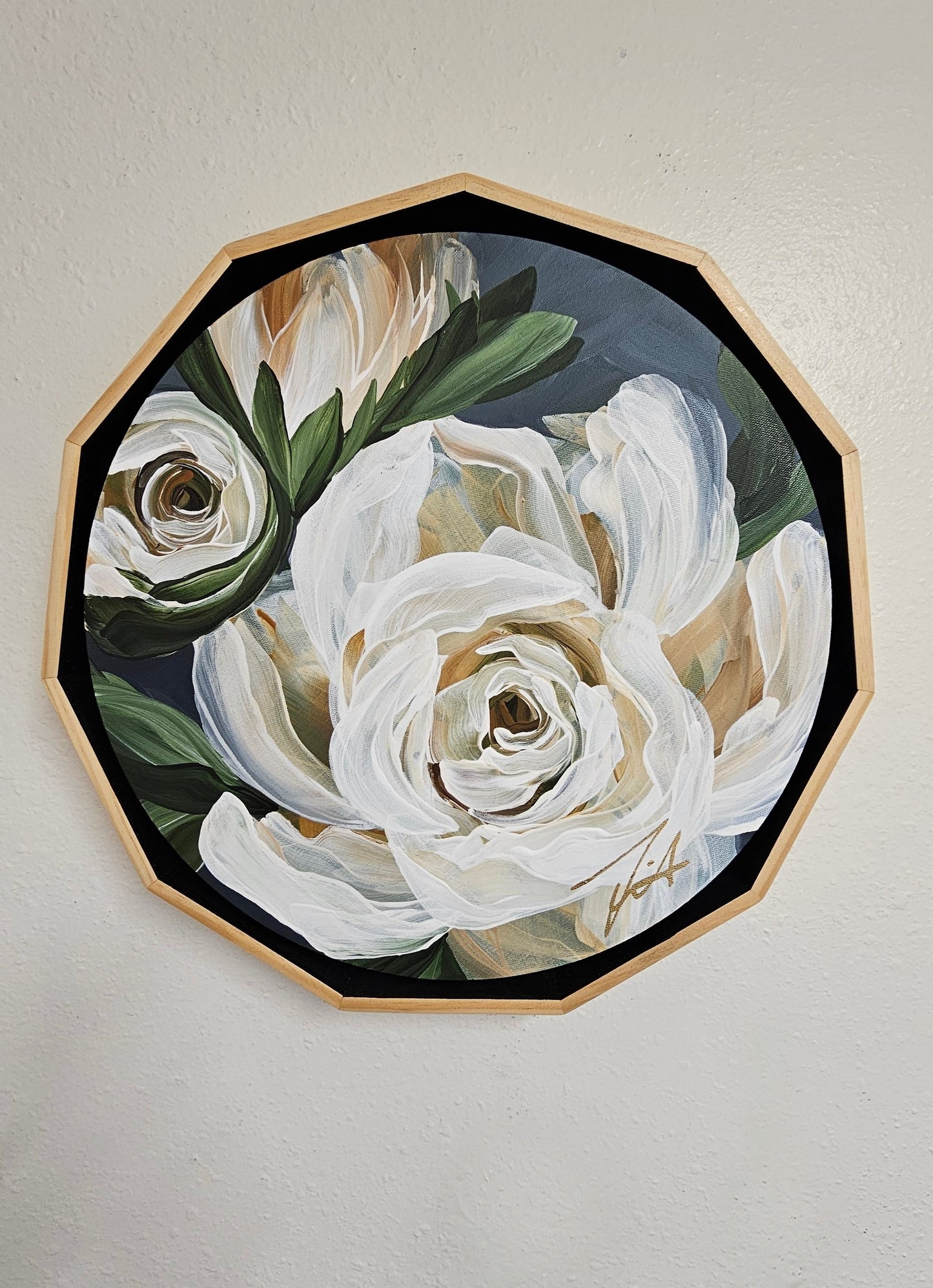 🔴SOLD "Beauty" Gardenia Flower Painting by Zoe White _ Acrylic on canvas