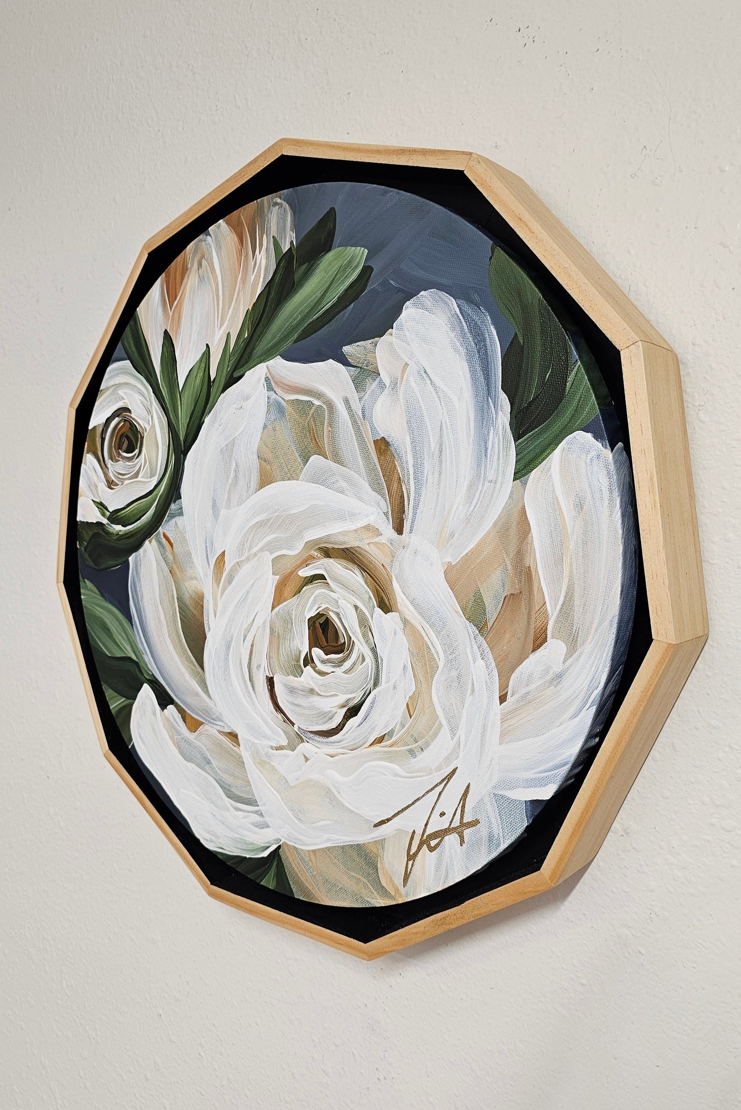 🔴SOLD "Beauty" Gardenia Flower Painting by Zoe White _ Acrylic on canvas