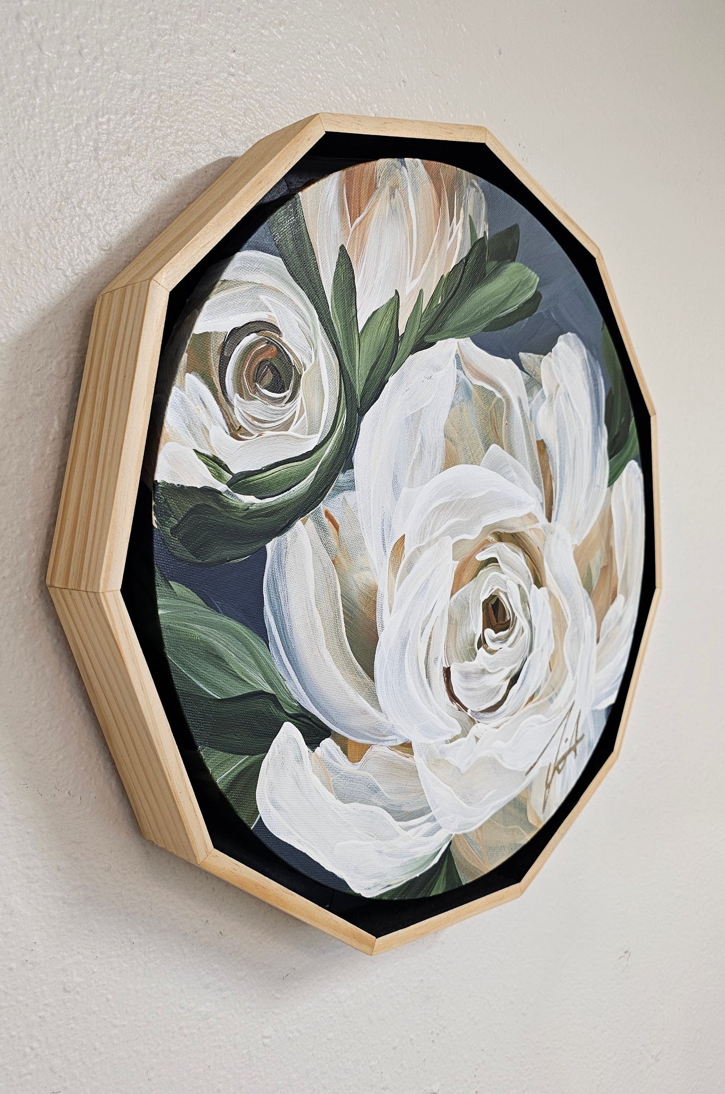 🔴SOLD "Beauty" Gardenia Flower Painting by Zoe White _ Acrylic on canvas