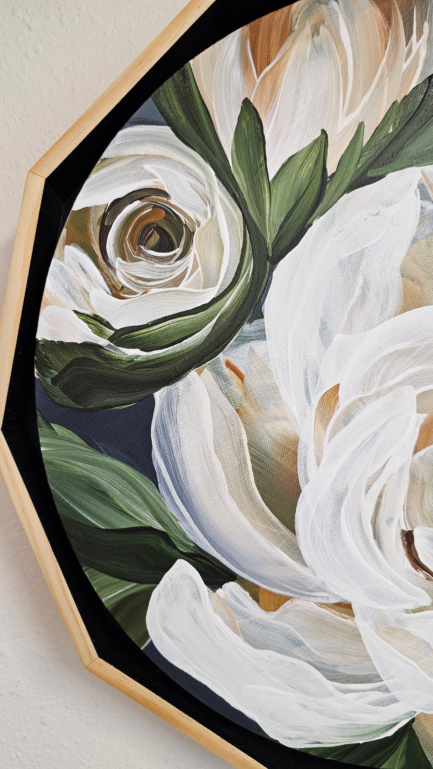 🔴SOLD "Beauty" Gardenia Flower Painting by Zoe White _ Acrylic on canvas