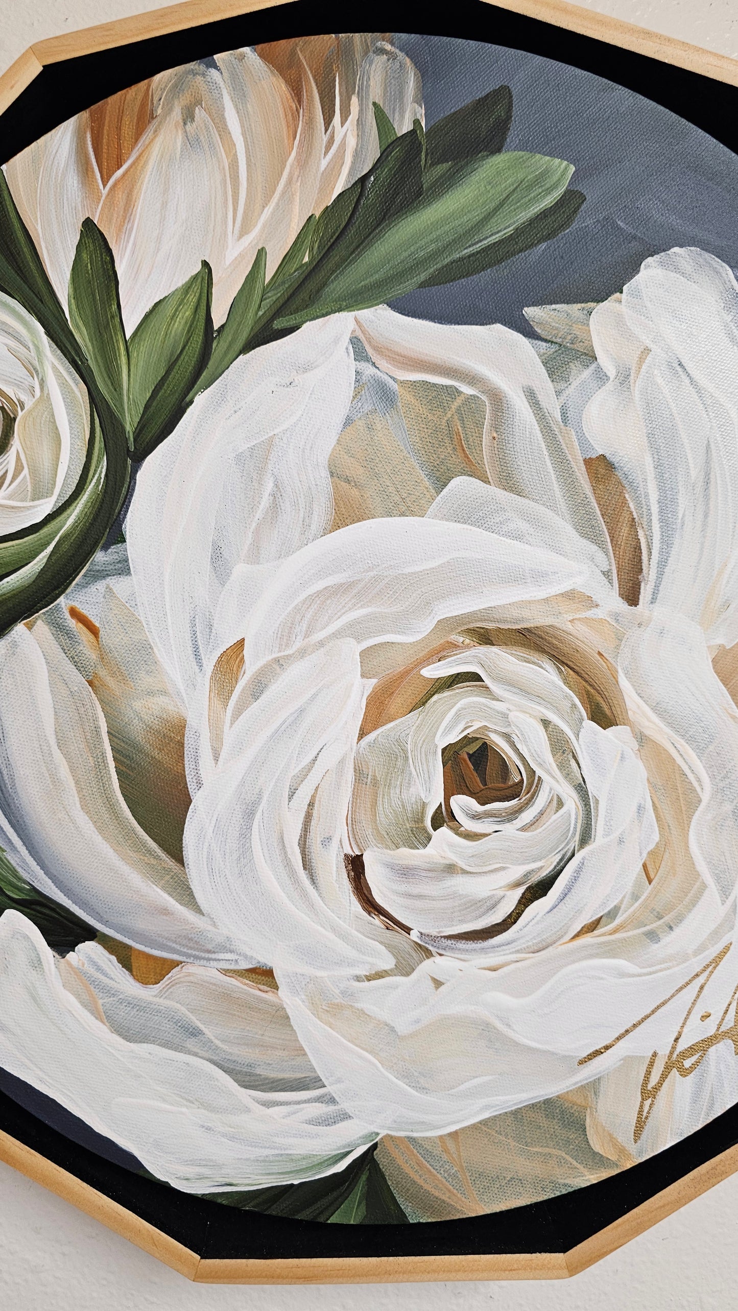 🔴SOLD "Beauty" Gardenia Flower Painting by Zoe White _ Acrylic on canvas
