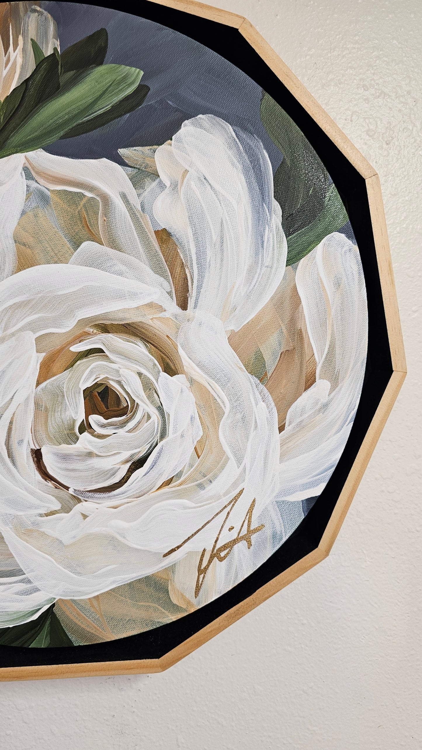 🔴SOLD "Beauty" Gardenia Flower Painting by Zoe White _ Acrylic on canvas