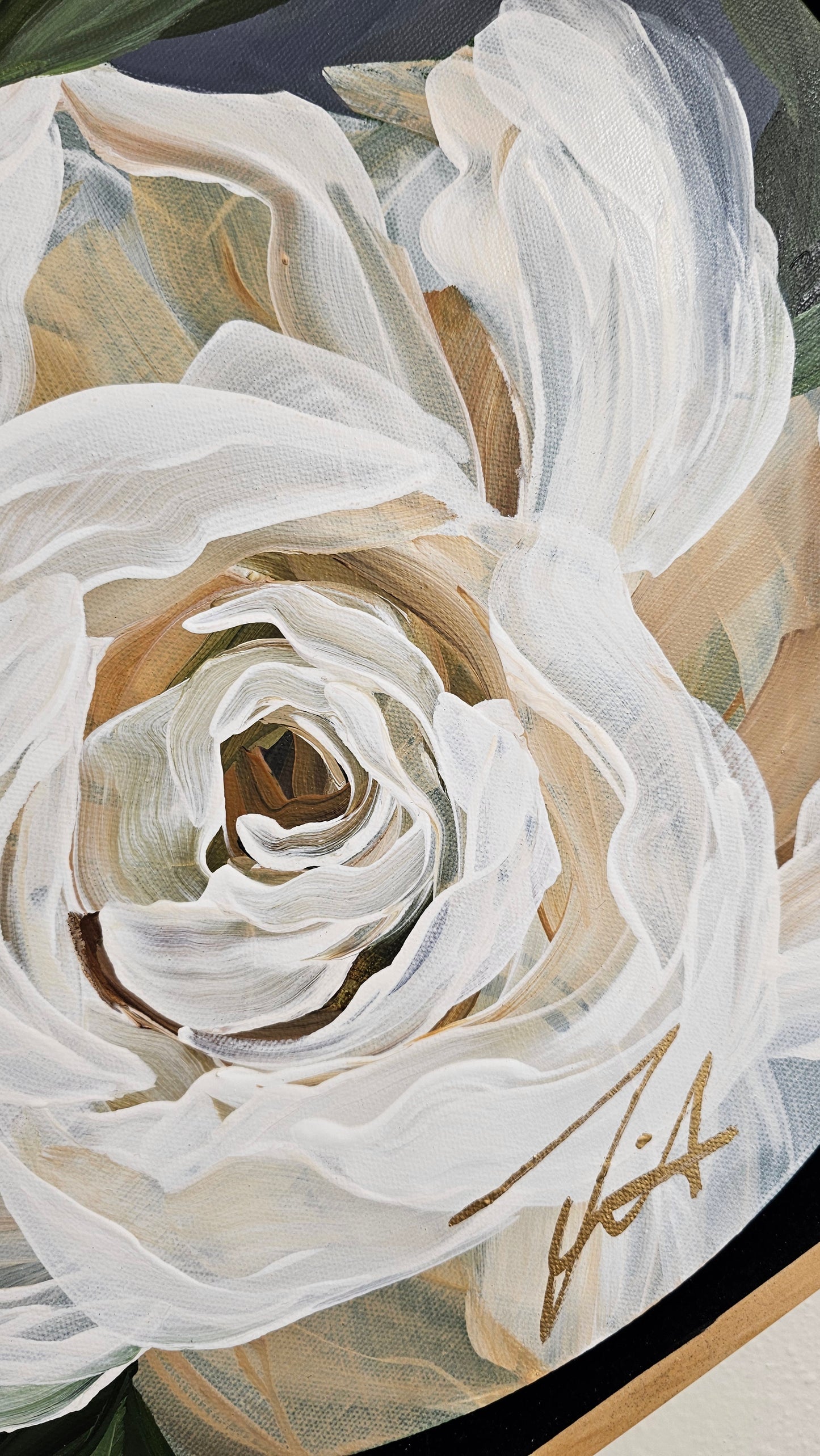 🔴SOLD "Beauty" Gardenia Flower Painting by Zoe White _ Acrylic on canvas