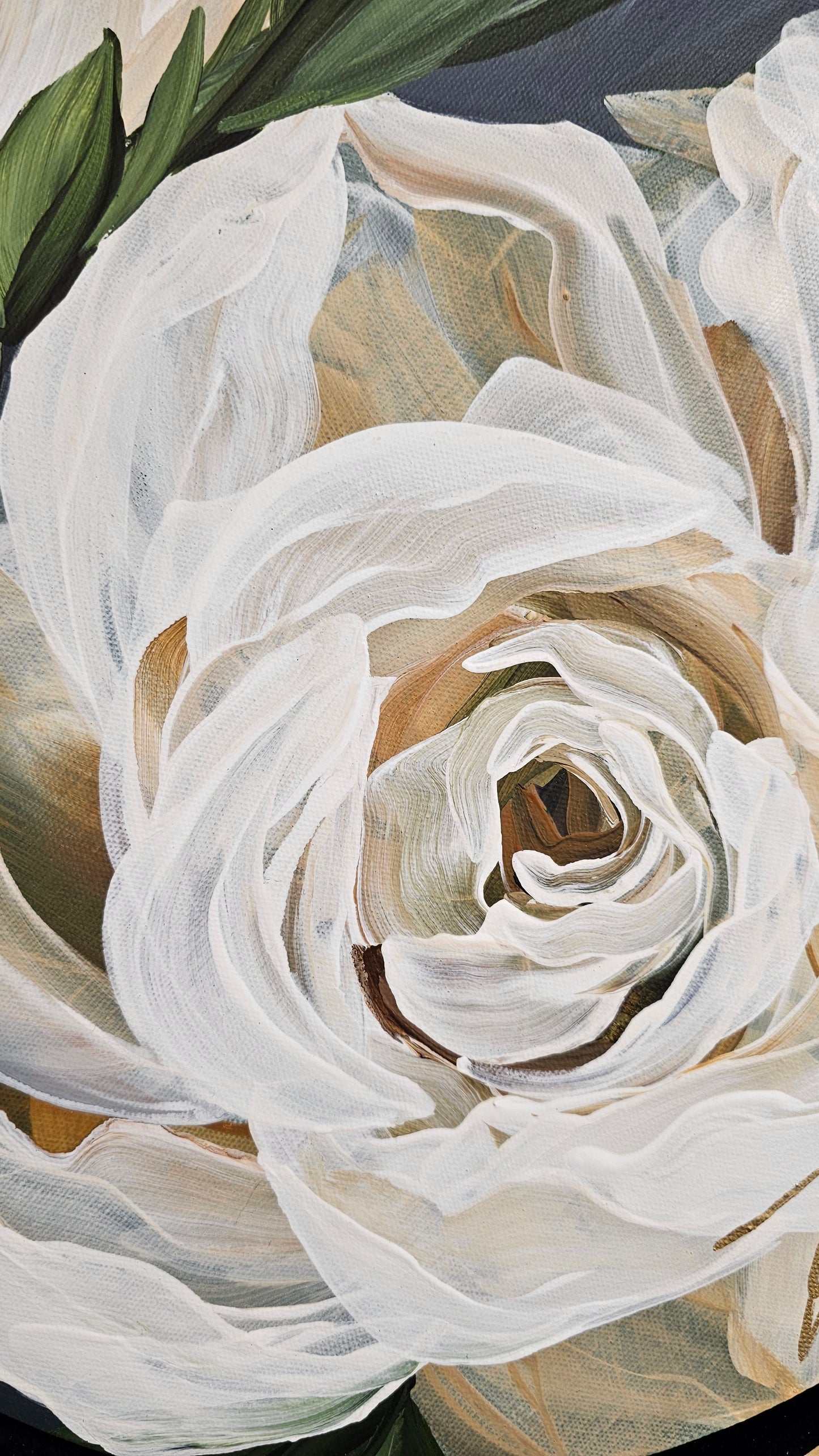 🔴SOLD "Beauty" Gardenia Flower Painting by Zoe White _ Acrylic on canvas