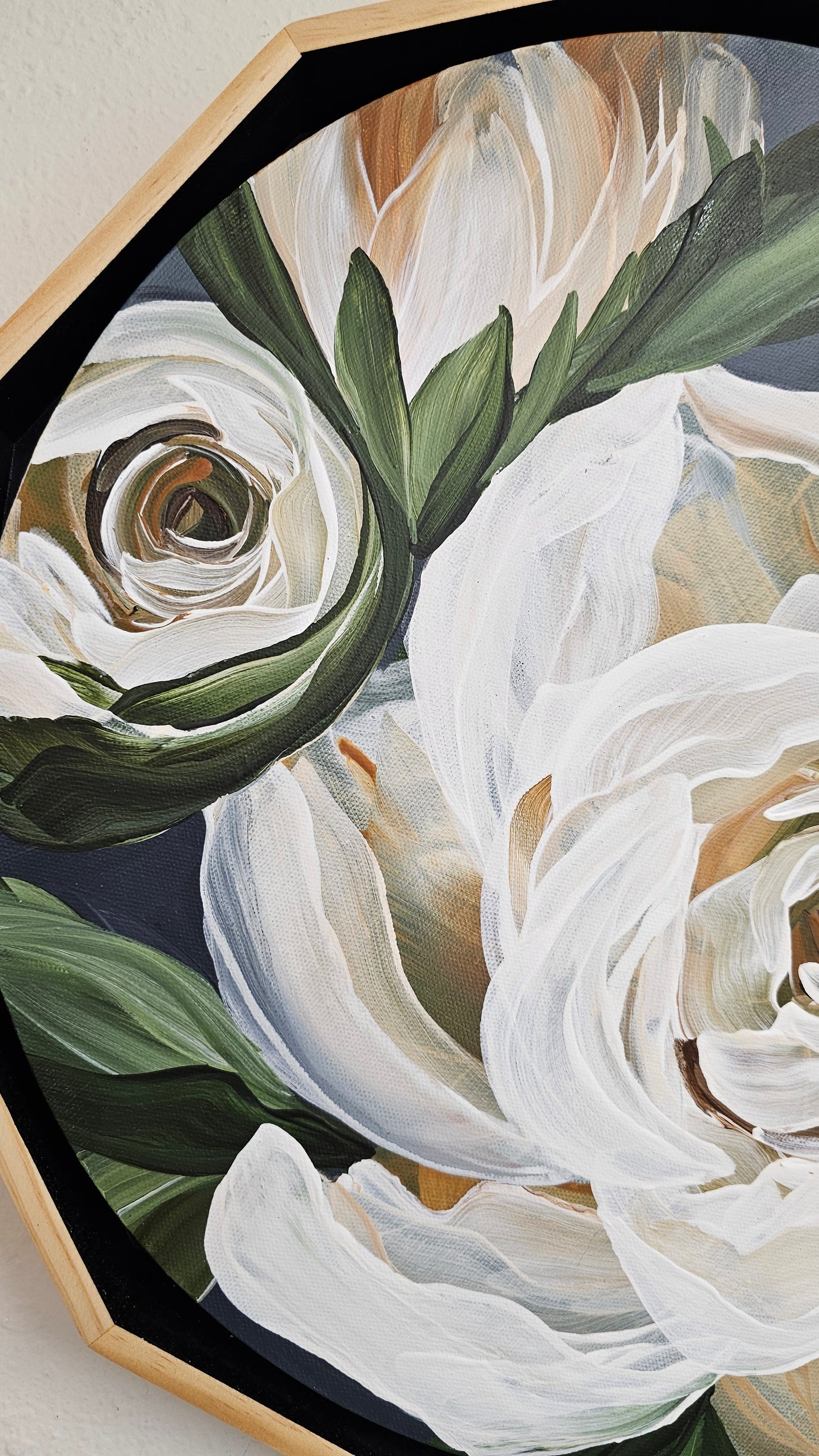 🔴SOLD "Beauty" Gardenia Flower Painting by Zoe White _ Acrylic on canvas