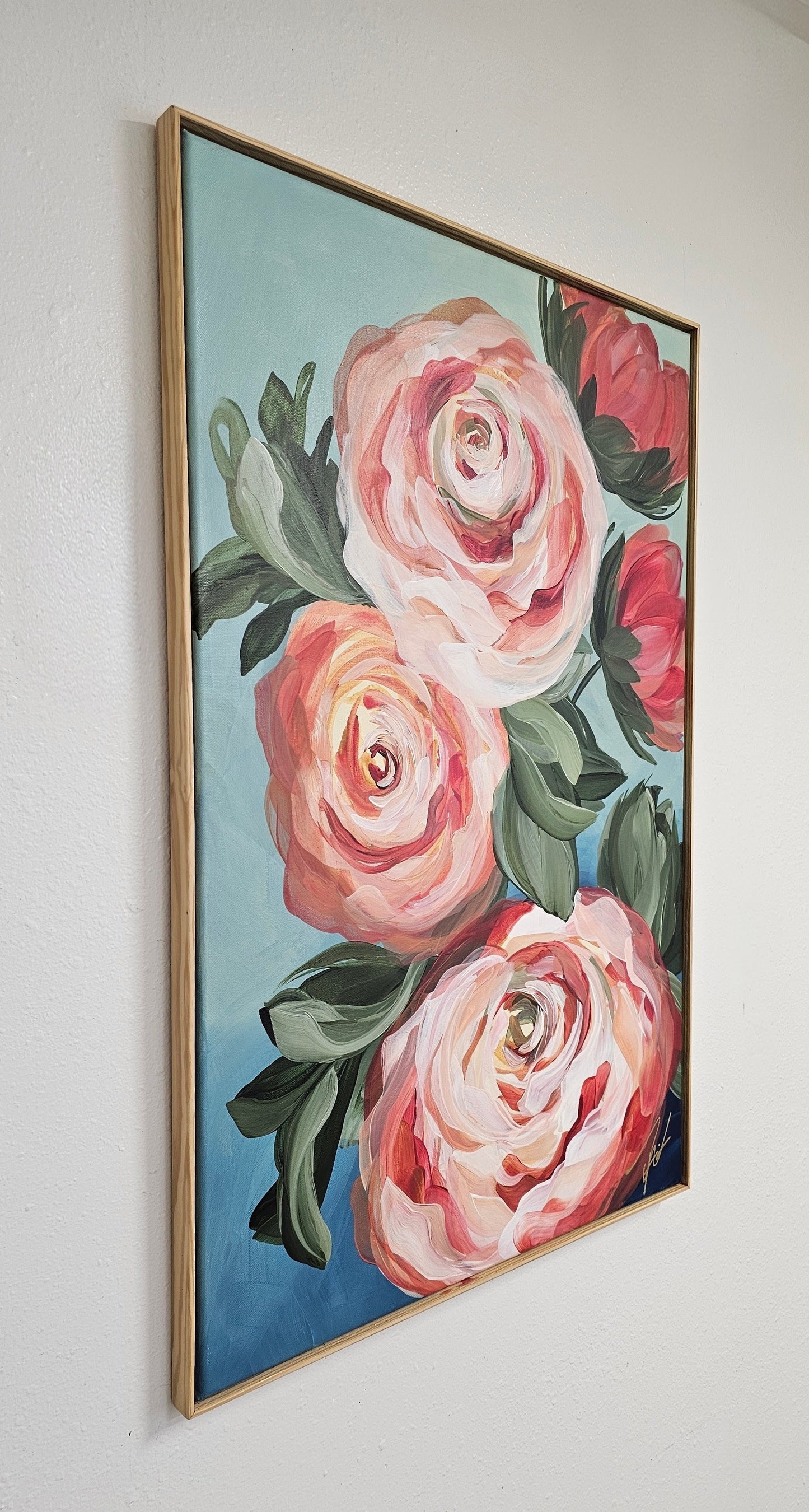 "Blooming" 3 _  Rose Flower Painting by Zoe White _ Acrylic on canvas