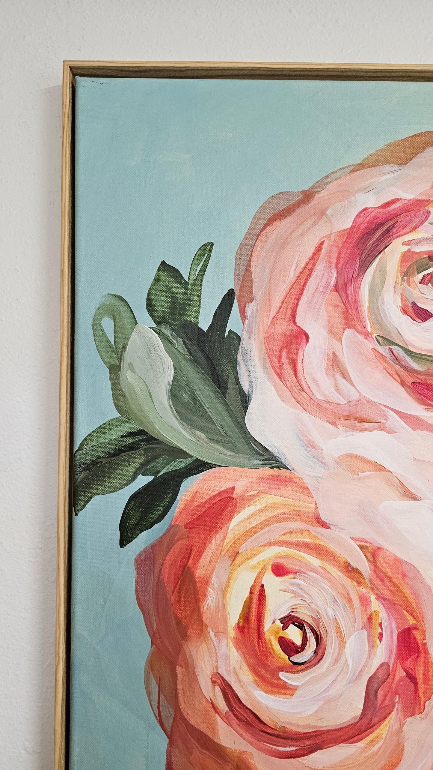 "Blooming" 3 _  Rose Flower Painting by Zoe White _ Acrylic on canvas