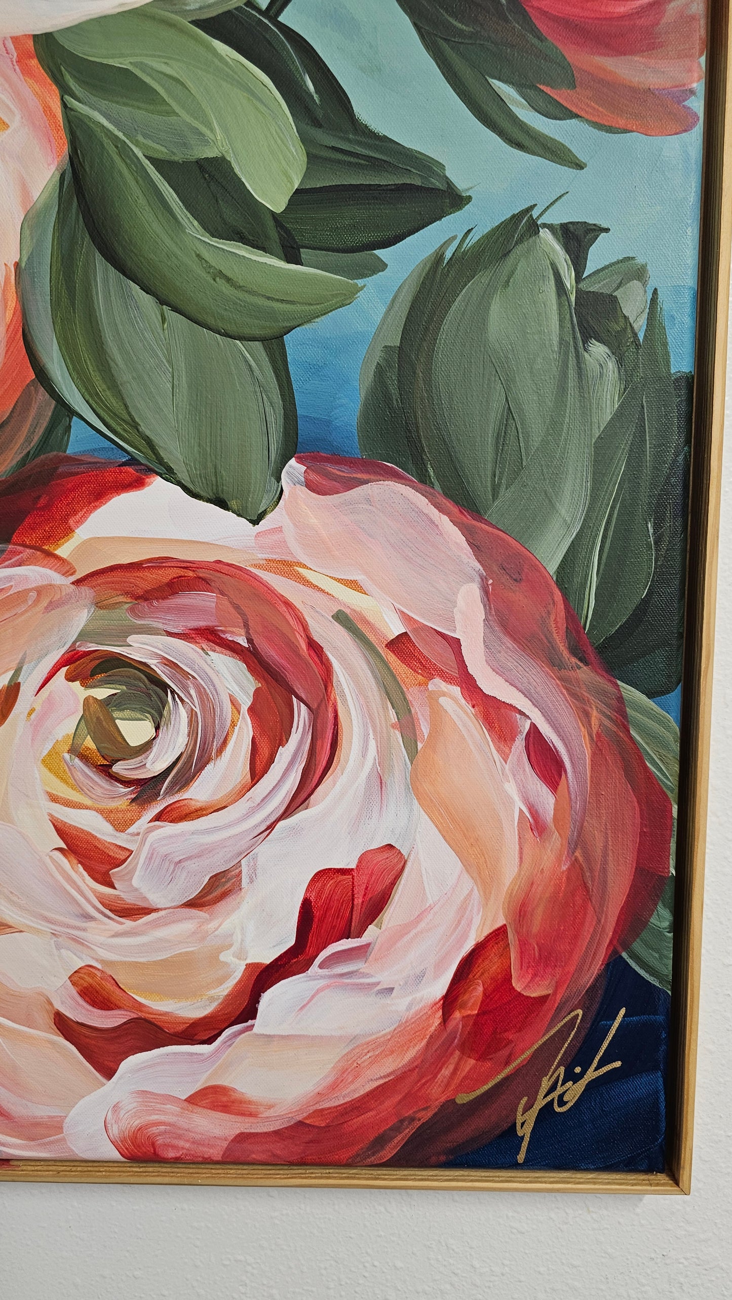 "Blooming" 3 _  Rose Flower Painting by Zoe White _ Acrylic on canvas