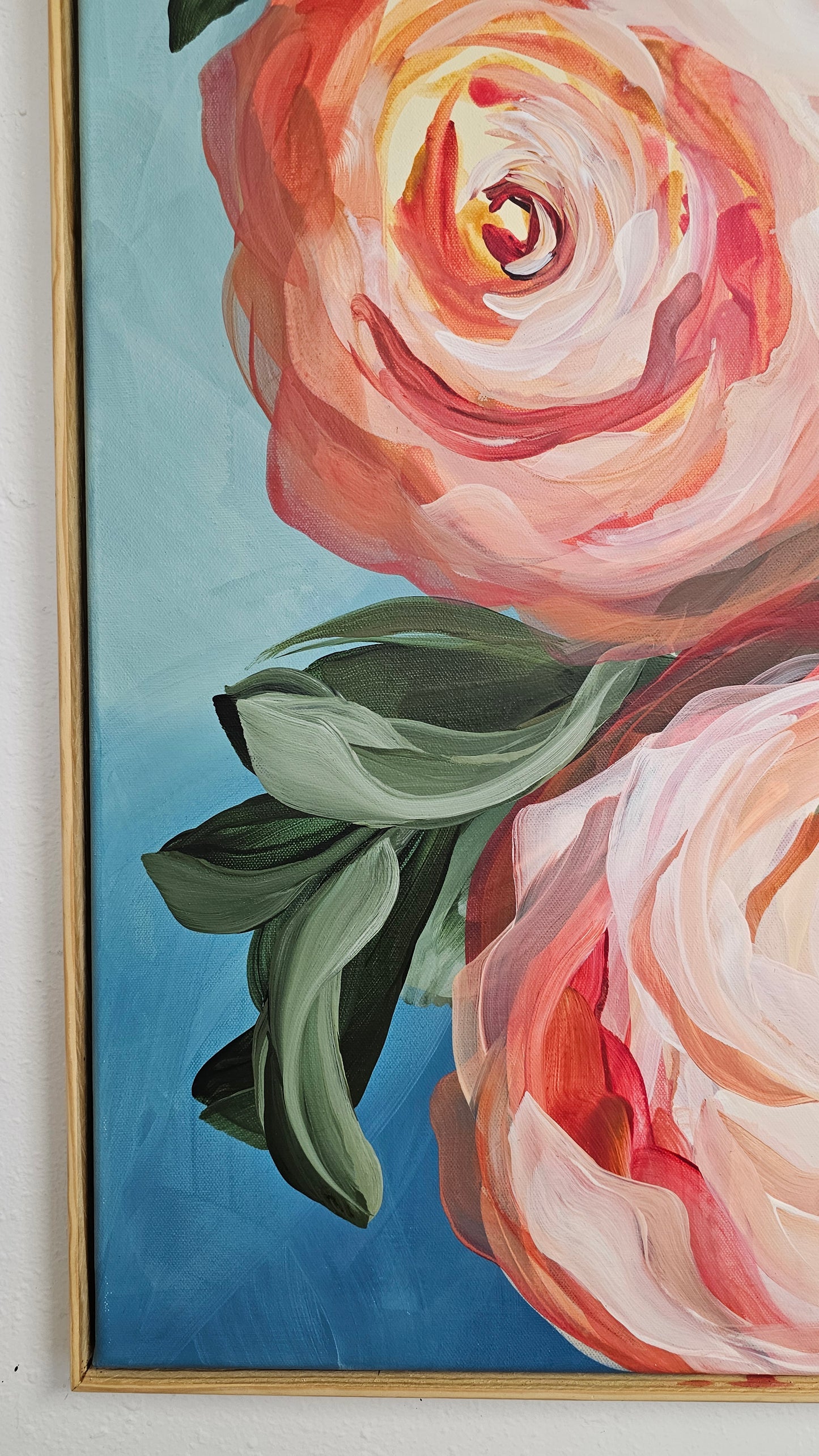 "Blooming" 3 _  Rose Flower Painting by Zoe White _ Acrylic on canvas