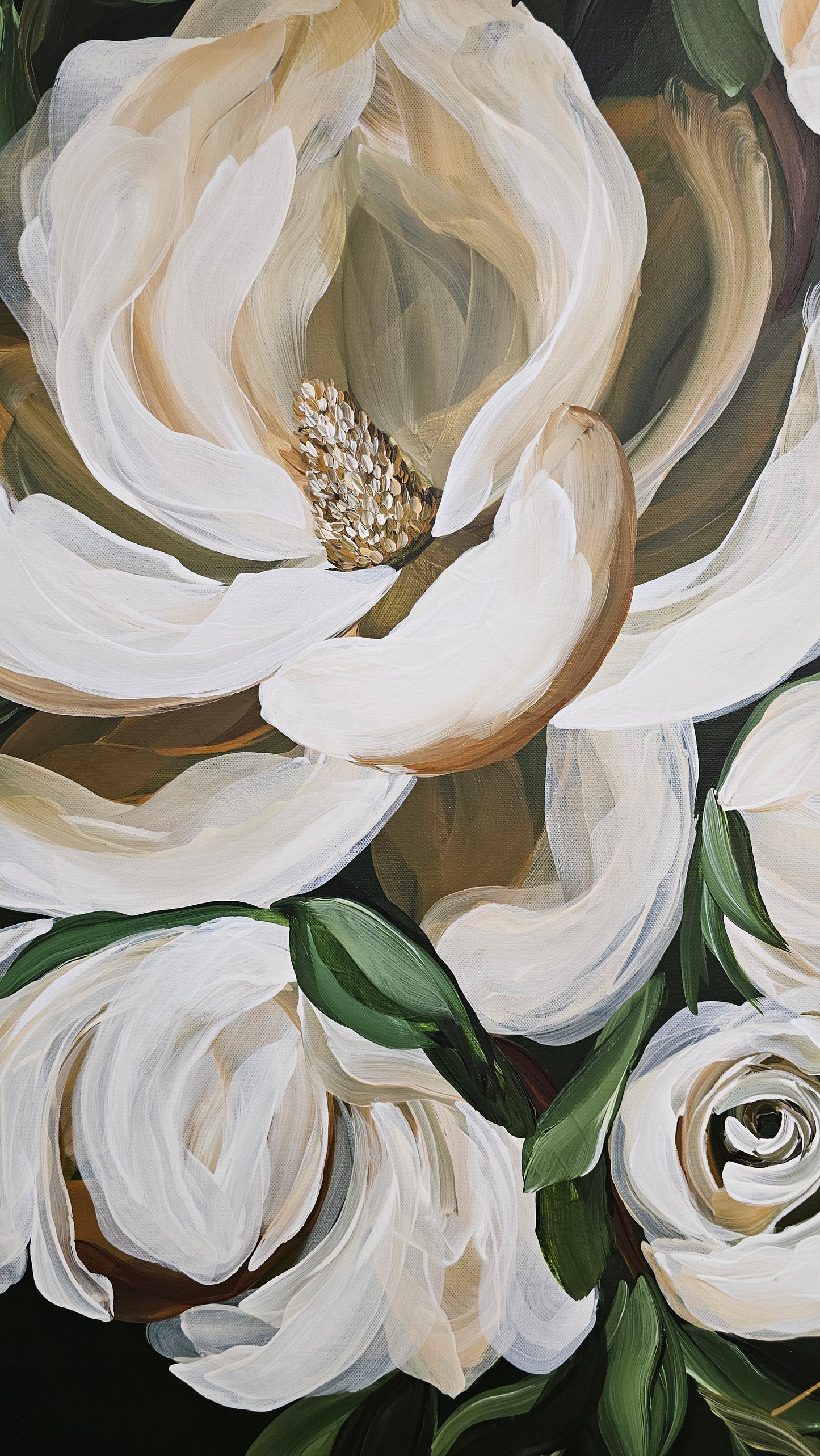 Bold3_Magnolia Flower_ Original Floral Painting _Zoe White Art