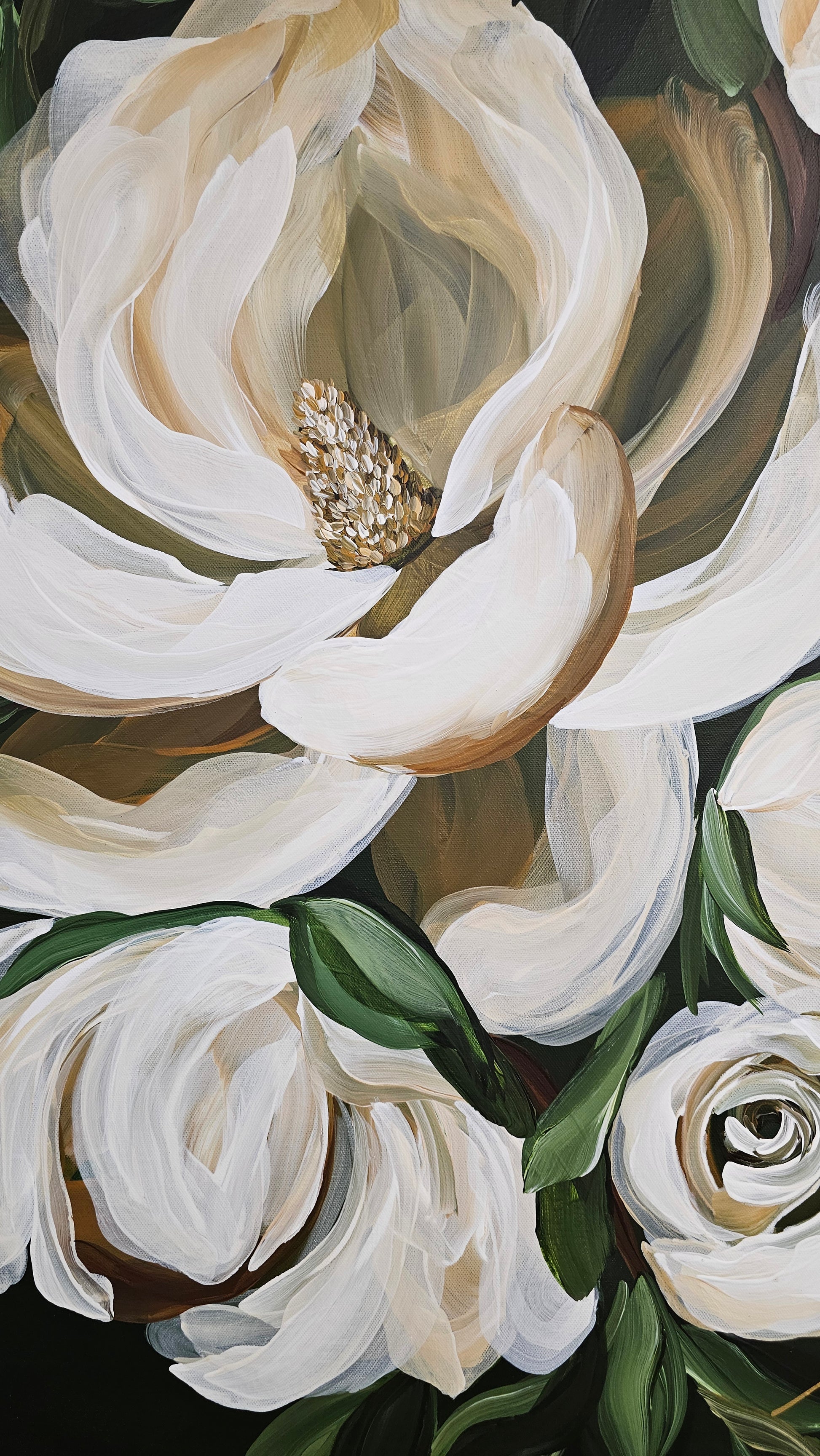 Bold3_Magnolia Flower_ Original Floral Painting _Zoe White Art