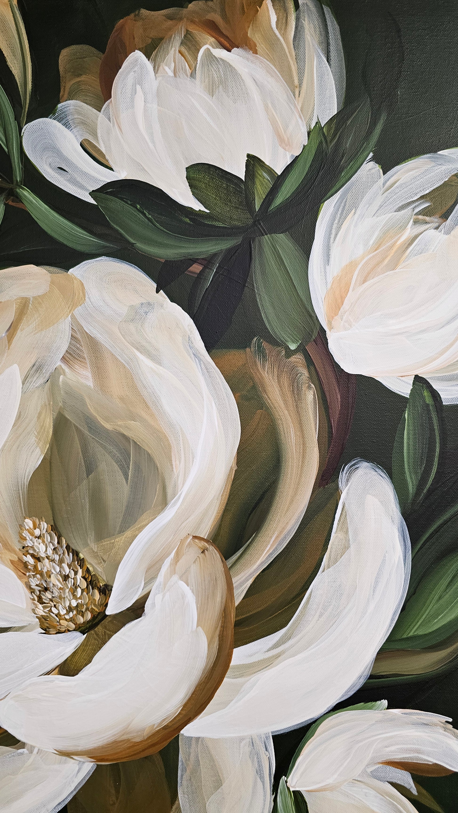Bold3_Magnolia Flower_ Original Floral Painting _Zoe White Art