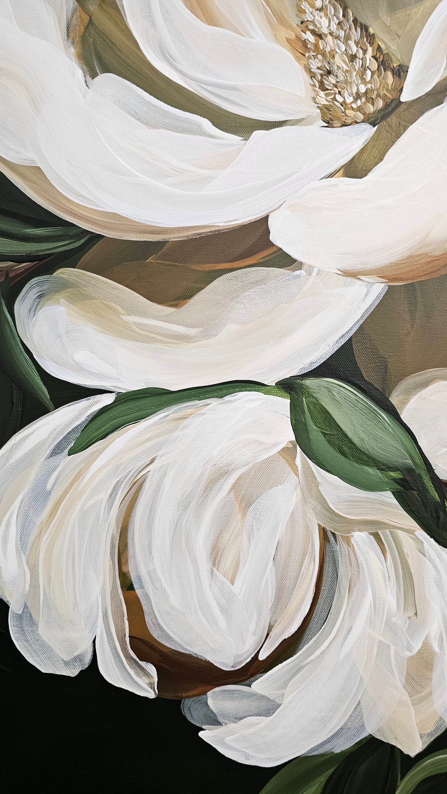 Bold3_Magnolia Flower_ Original Floral Painting _Zoe White Art