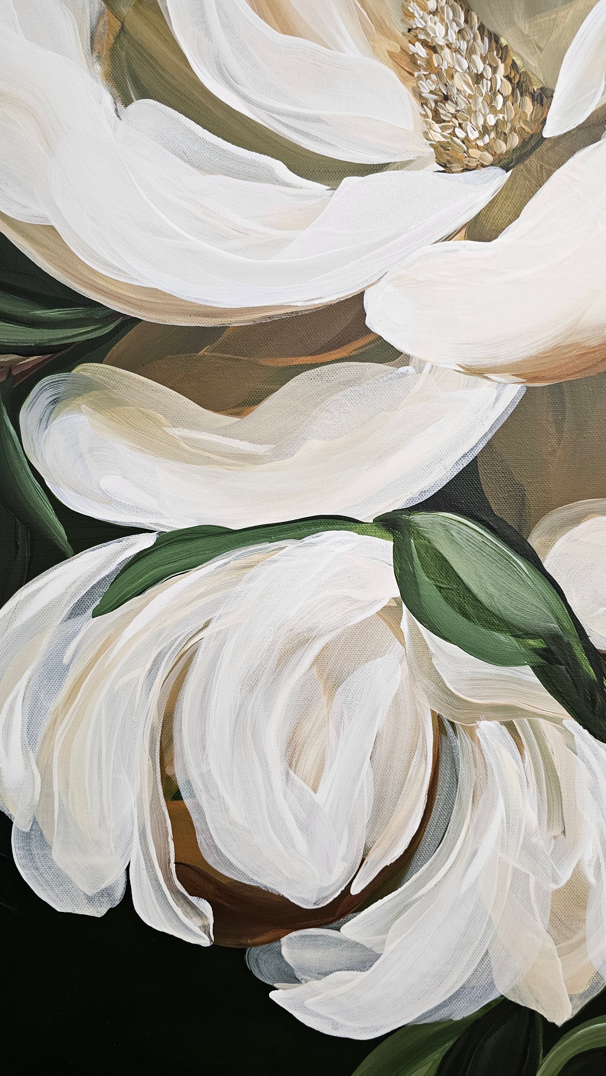 Bold3_Magnolia Flower_ Original Floral Painting _Zoe White Art