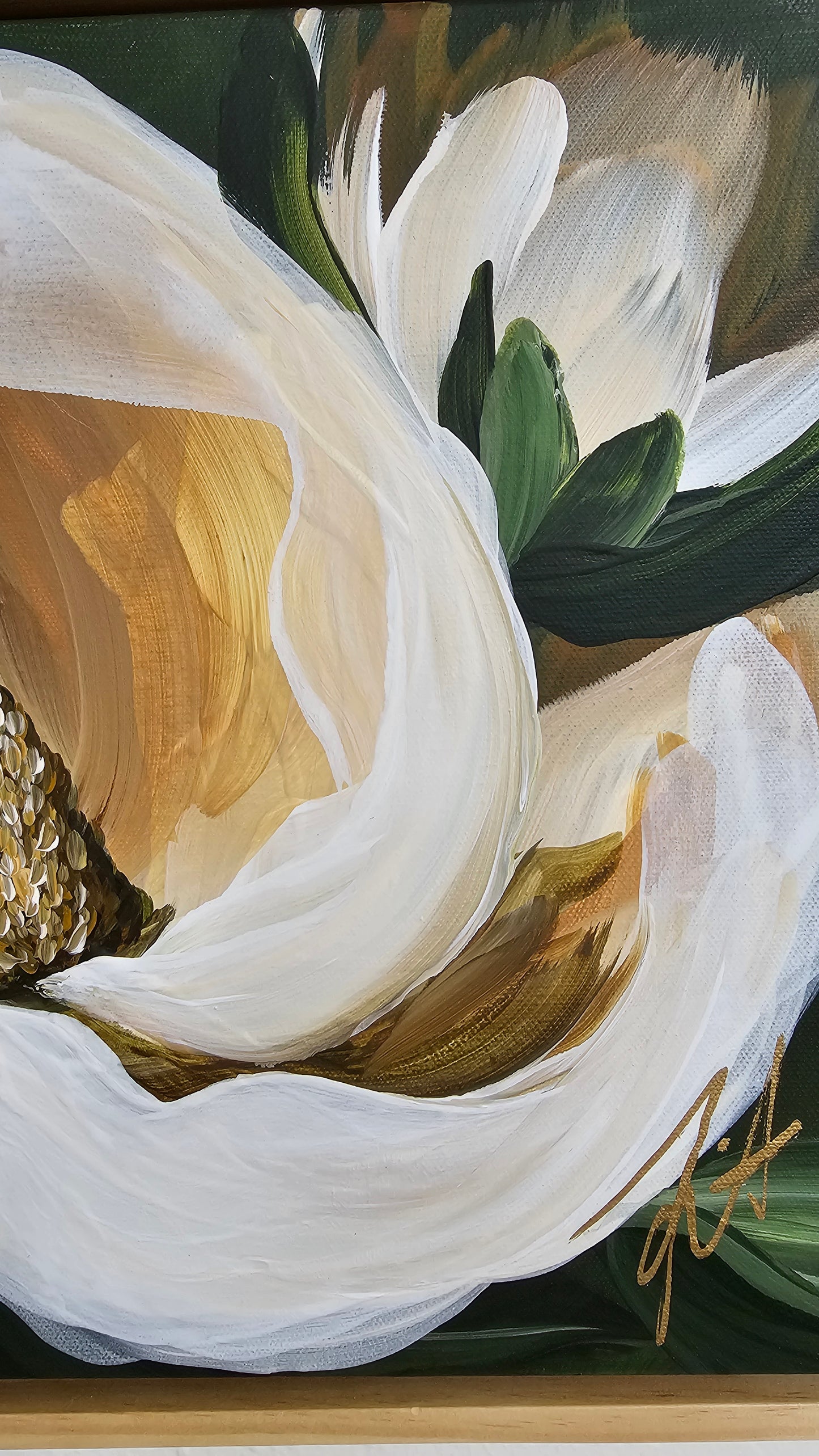 "Strong" Magnolia Flower Painting by Zoe White _ Acrylic on canvas