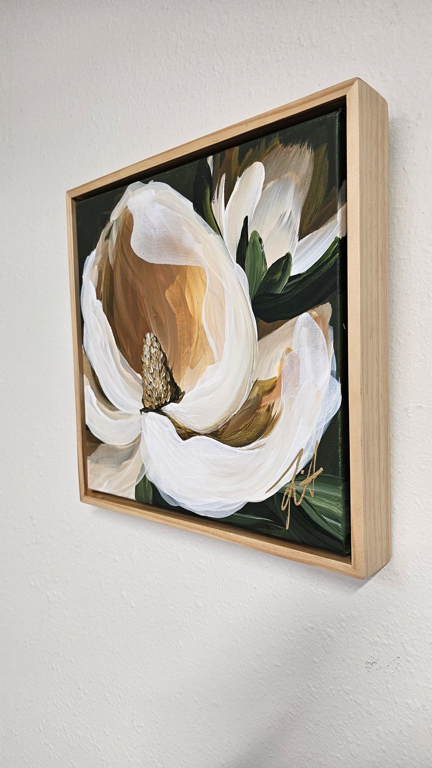 "Strong" Magnolia Flower Painting by Zoe White _ Acrylic on canvas