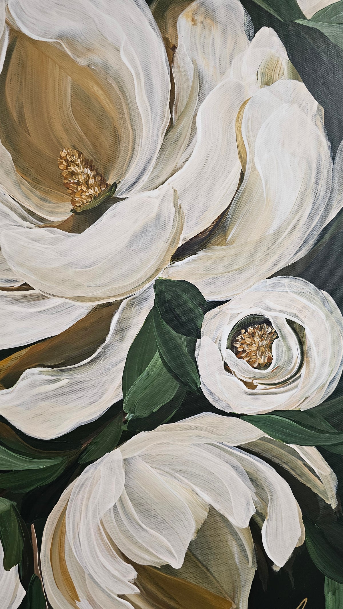 "Bold"  _Magnolia Flower Painting by Zoe White _ Acrylic on canvas