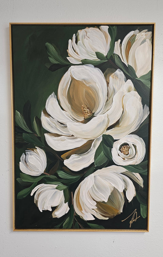 "Bold"  _Magnolia Flower Painting by Zoe White _ Acrylic on canvas
