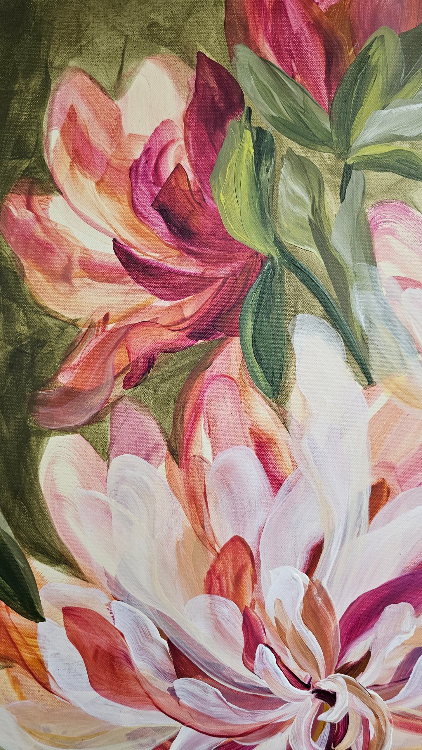 Boldness #2_ Dahlia Flower Painting by Zoe White _ Acrylic on canvas