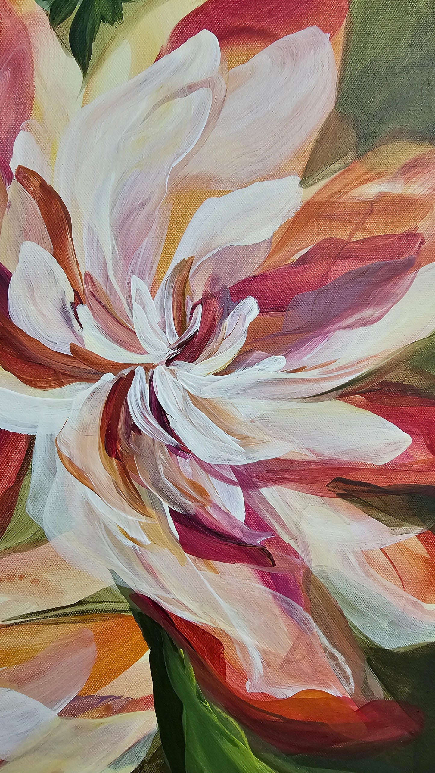 Boldness #2_ Dahlia Flower Painting by Zoe White _ Acrylic on canvas